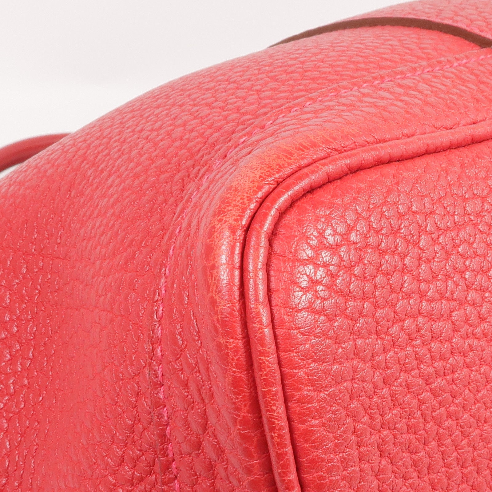 HERMES Negonda皮革Garden Party PM銀扣手挽袋Rouge Casaque