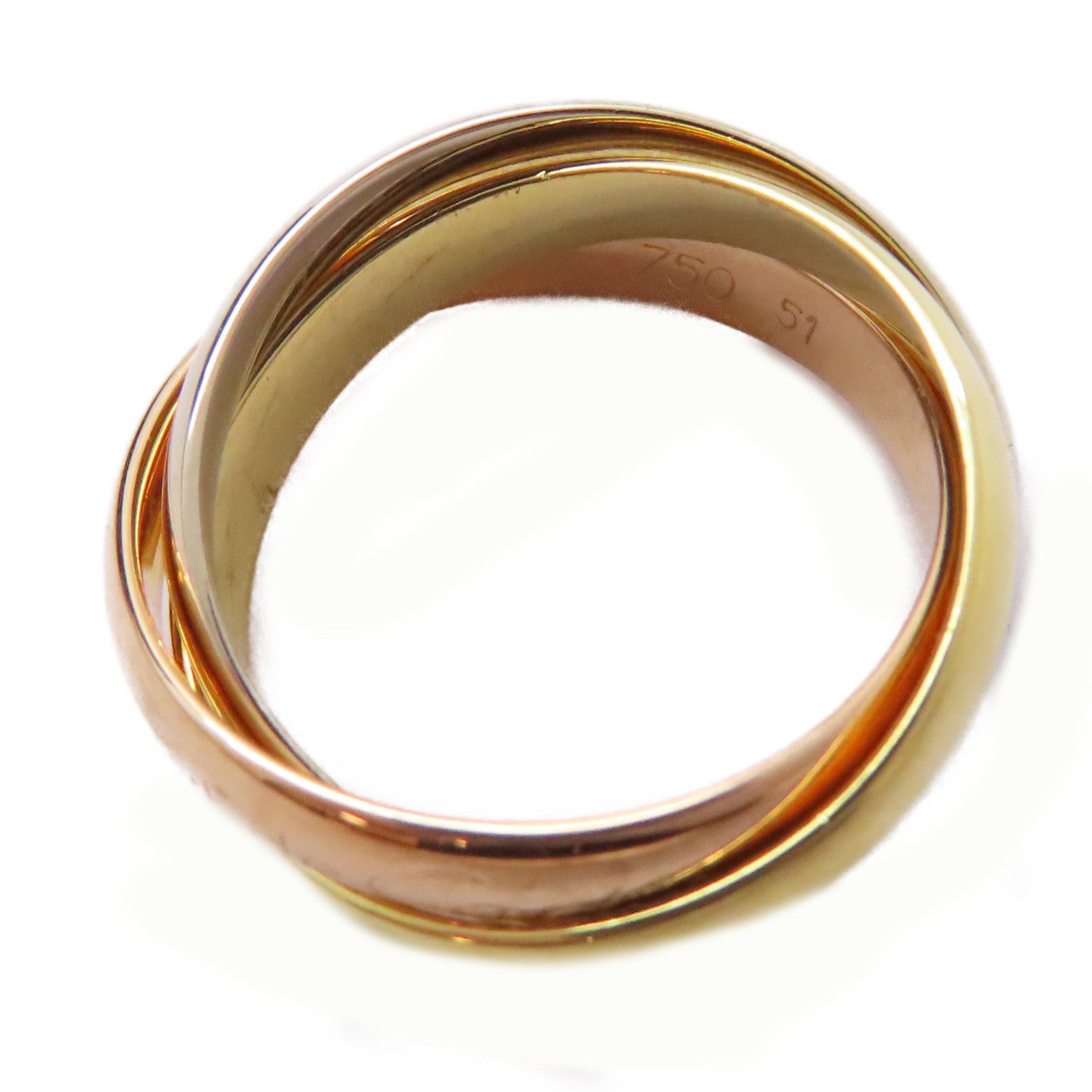 CARTIER 18K黃金/白金/玫瑰金Trinity Ring戒指US#5.75/Cartier#51