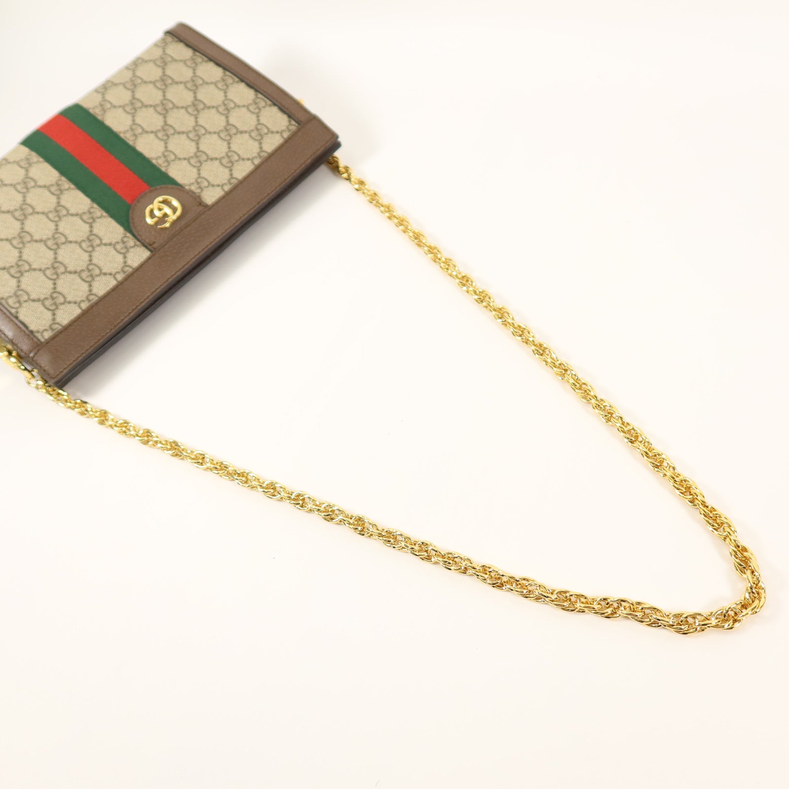 GUCCI 塗層帆布Ophidia GG鏈帶肩背袋