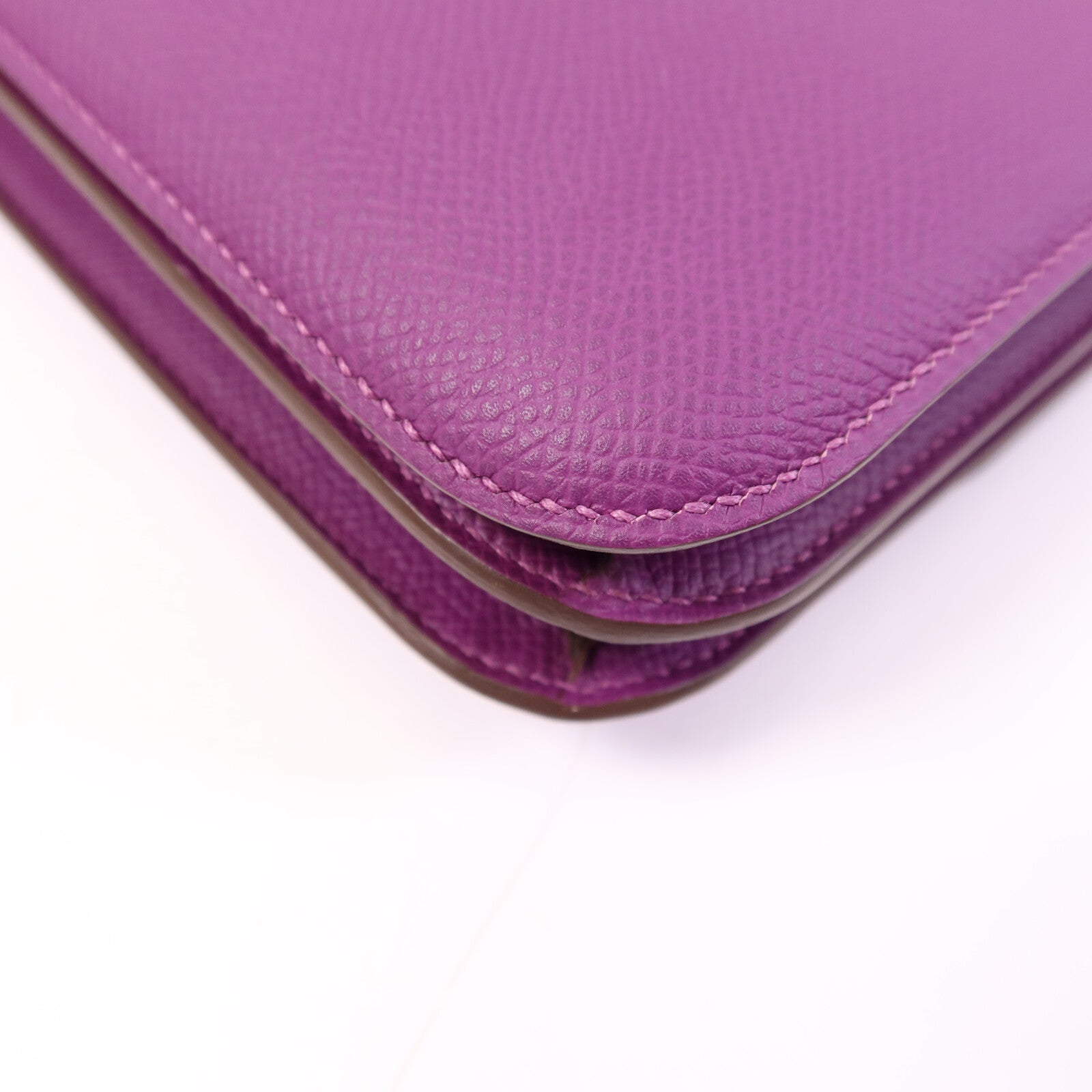 HERMES Epsom皮革Constance Mini銀扣手挽肩背兩用袋Anemone