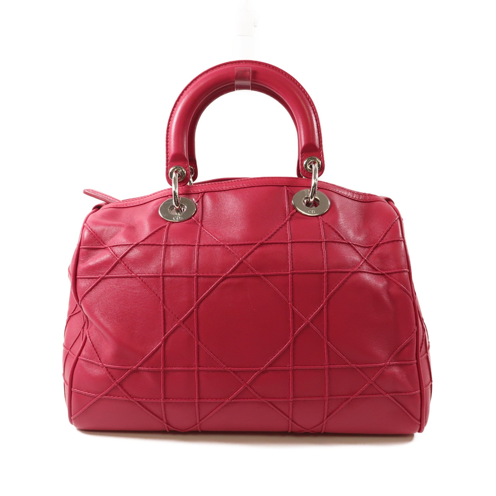 Dior 牛皮皮革Handbag銀扣手挽袋桃紅色