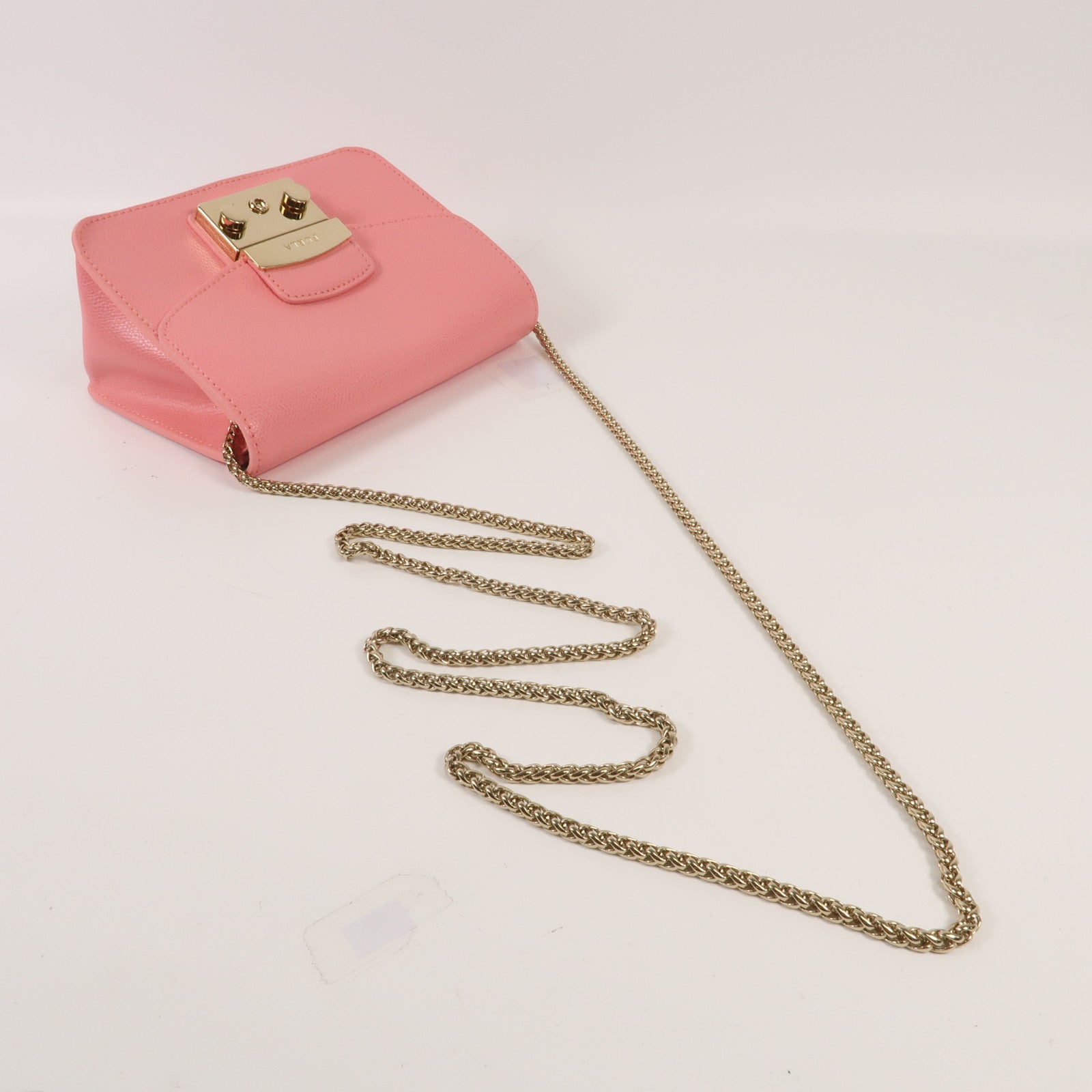 Furla 牛皮皮革Chain Shoulder金扣鏈帶肩背袋