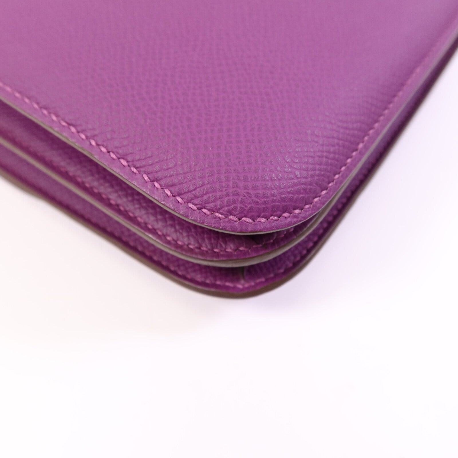 HERMES Epsom皮革Constance Mini銀扣手挽肩背兩用袋Anemone