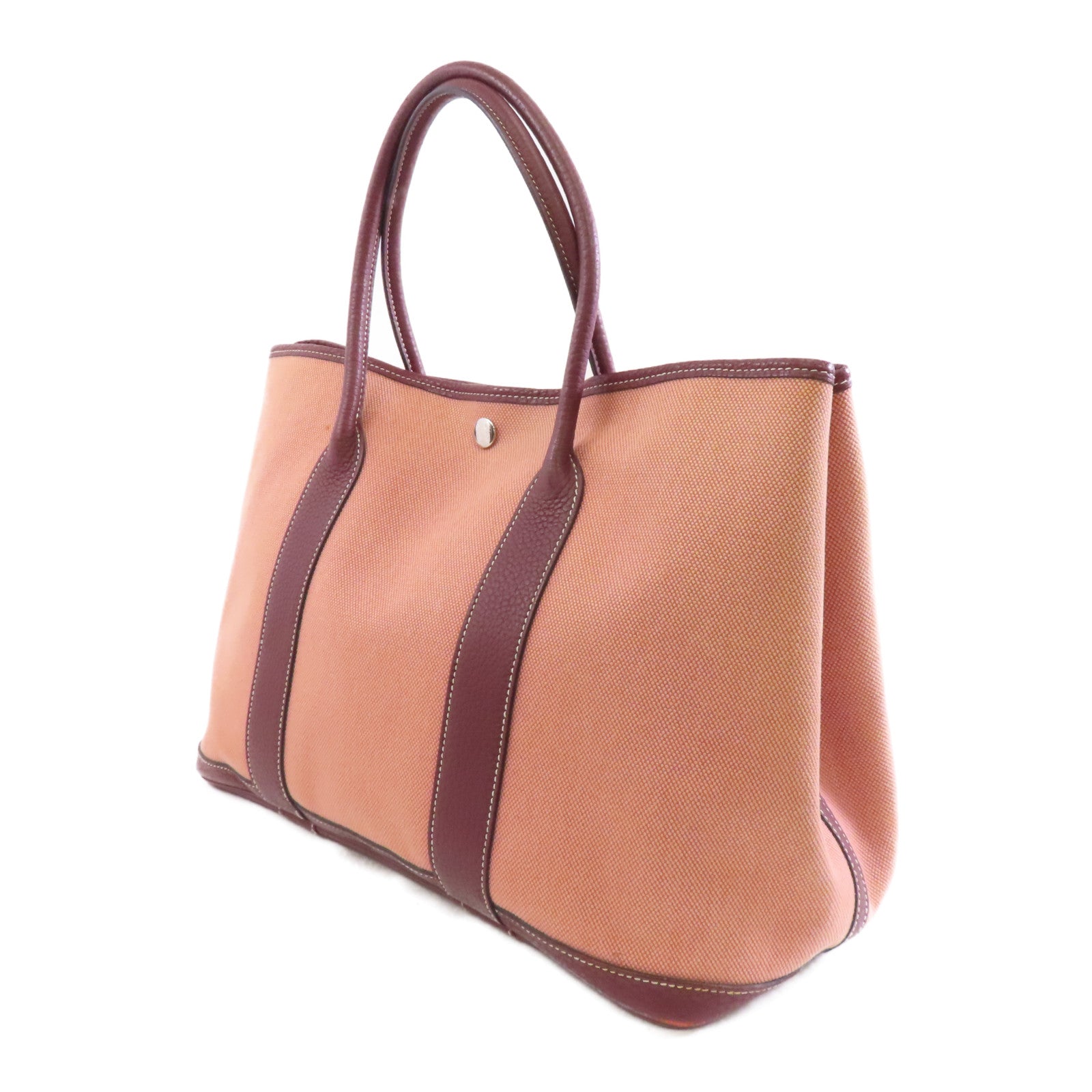 HERMES (PRICE DOWN) PHW Garden Party PM Tote Shoulder Bag Canvas Pink
