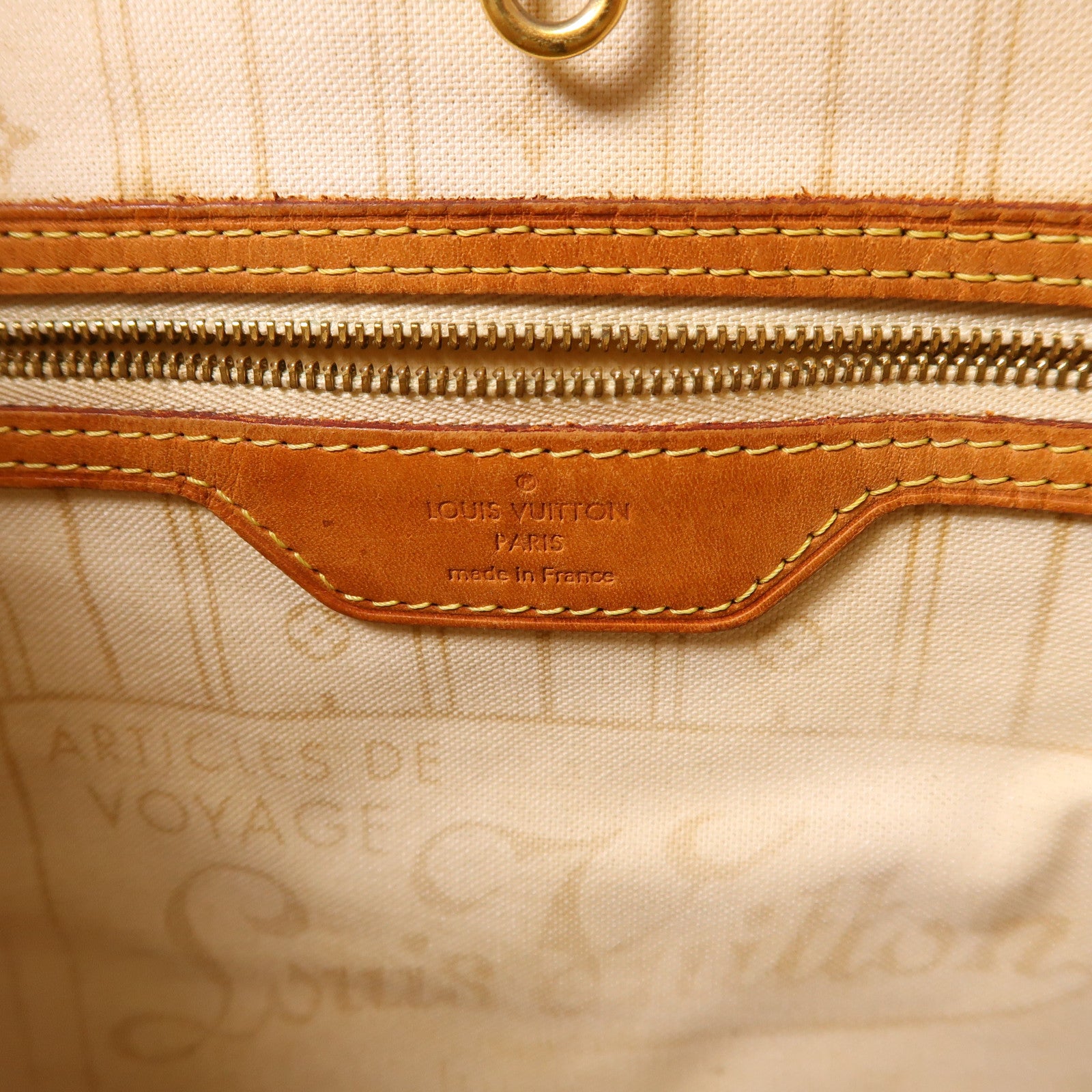 LOUIS VUITTON Damier Azur Neverfull MM金扣肩背袋