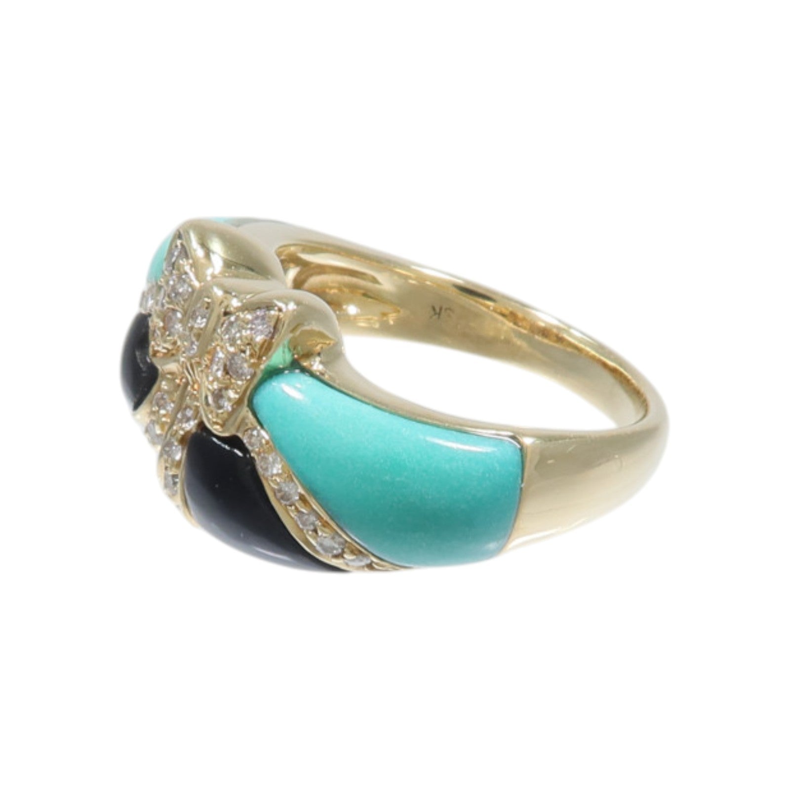 JEWELRY 18K黃金Turquoise Onyx Ring綠松石/黑瑪瑙戒指