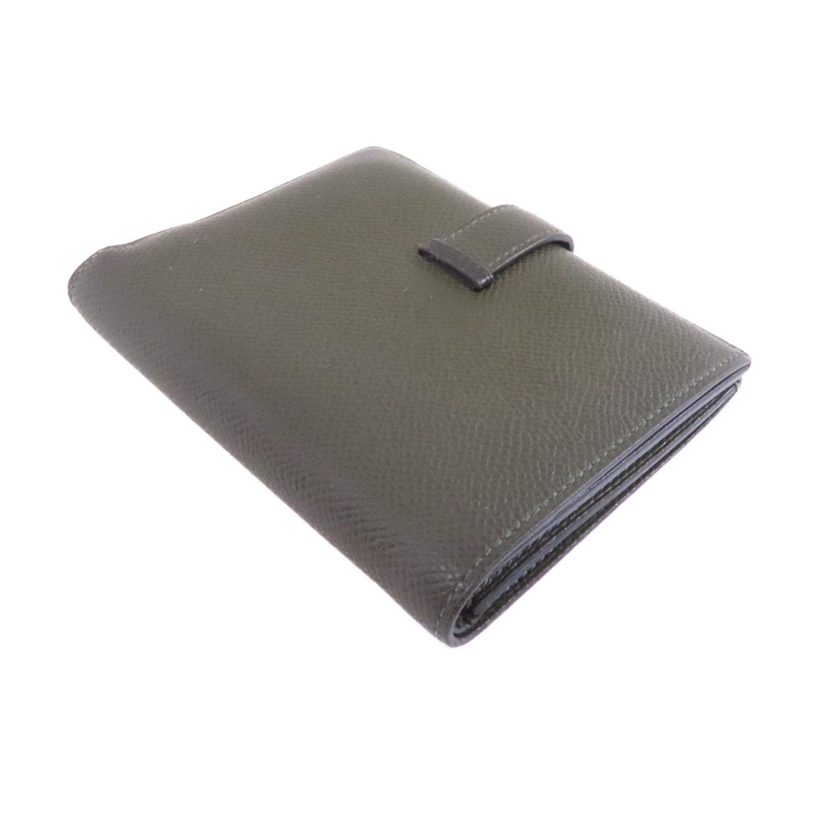 HERMES 【激減優惠】Epsom皮革Bearn Wallet金扣錢包Vert de Gris綠色