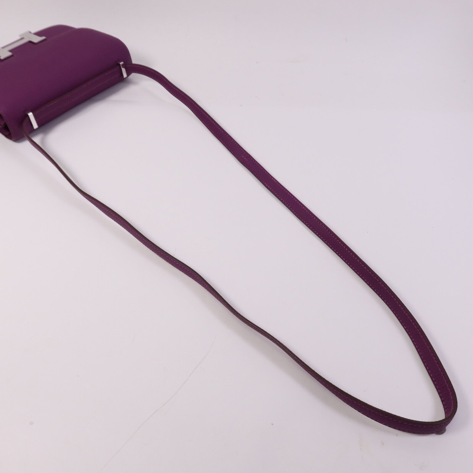 HERMES Epsom皮革Constance Mini銀扣手挽肩背兩用袋Anemone