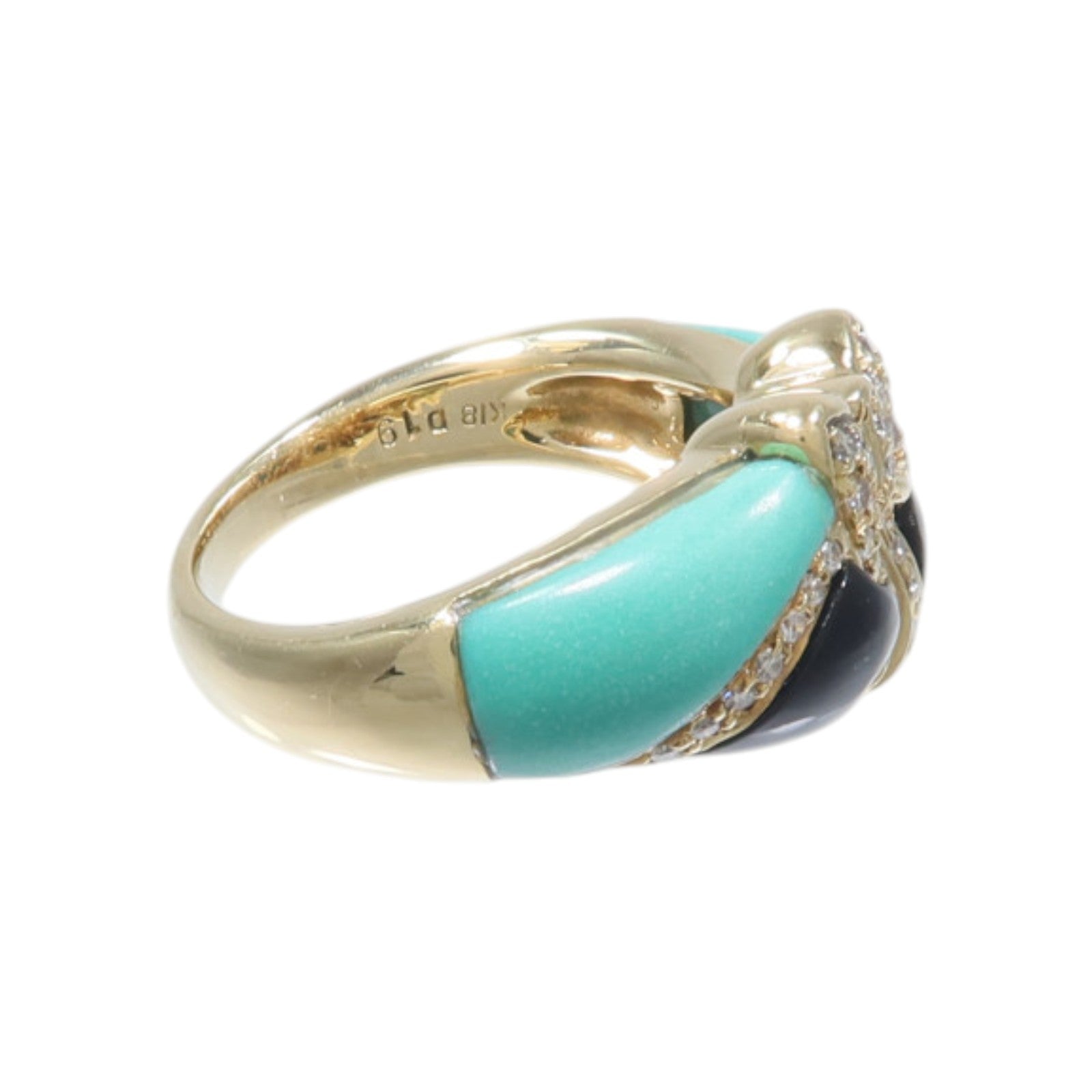 JEWELRY 18K黃金Turquoise Onyx Ring綠松石/黑瑪瑙戒指