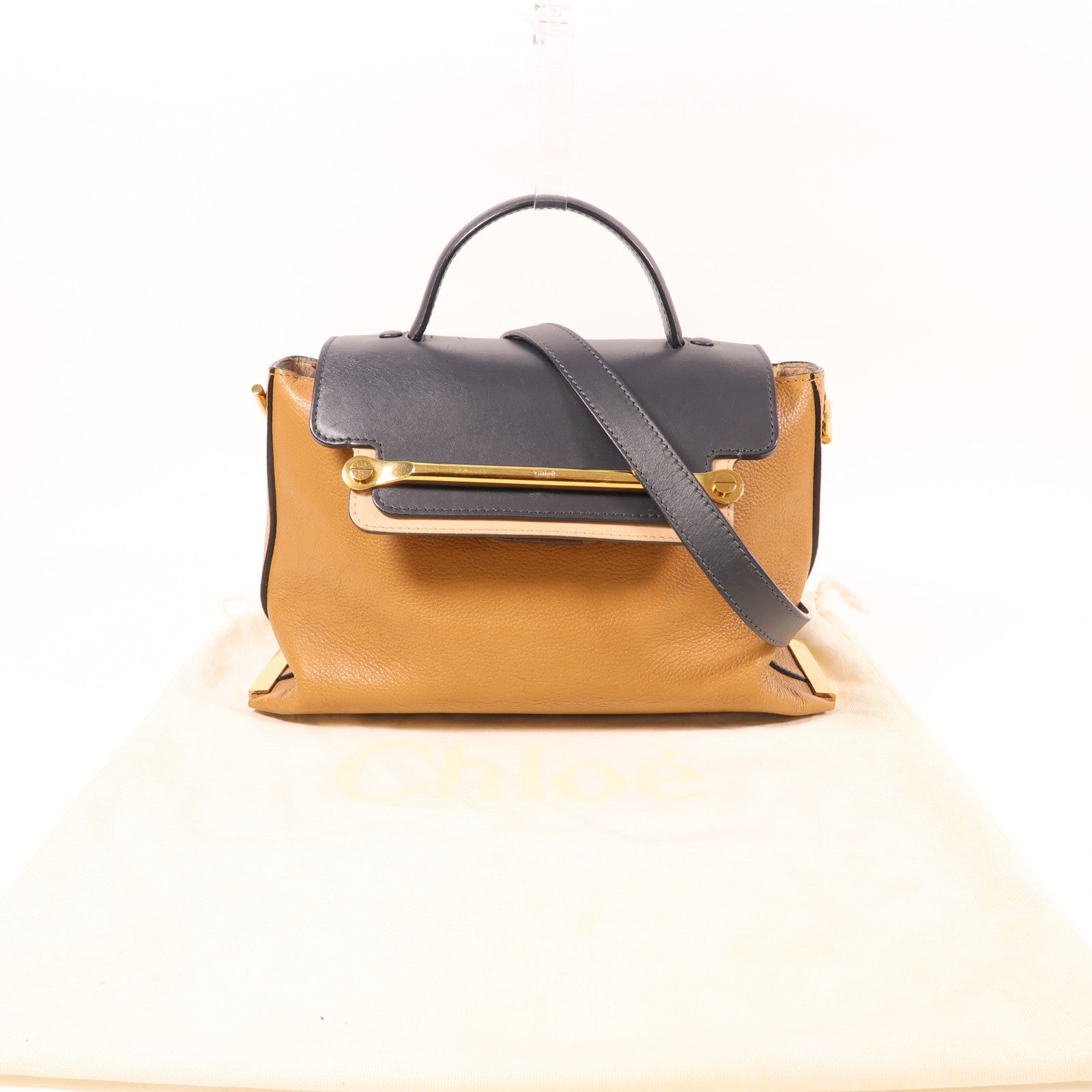 Chloe 牛皮皮革Shoulder Bag金扣手挽肩背兩用袋