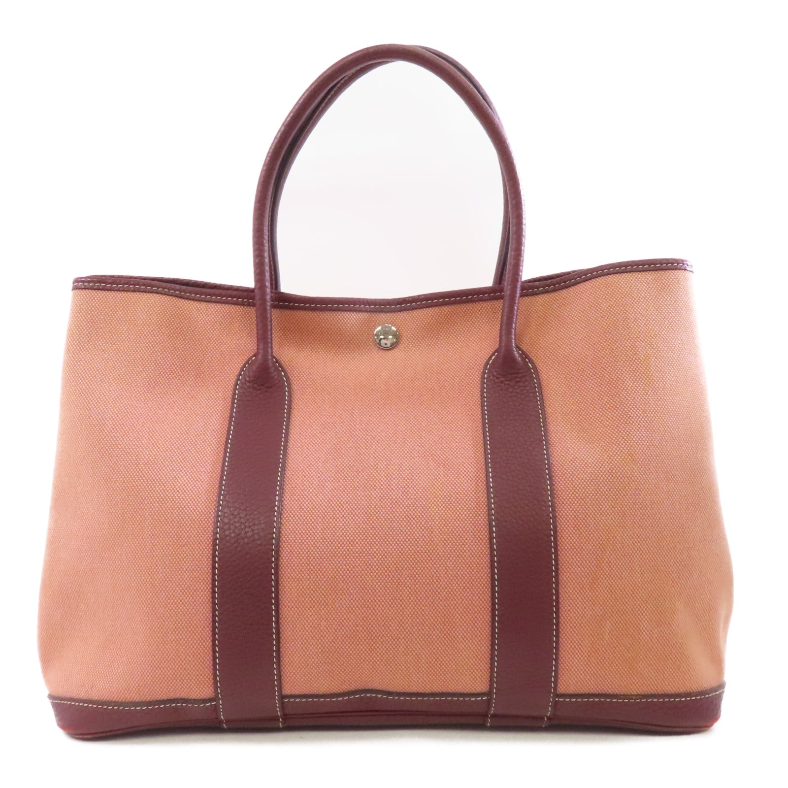 HERMES (PRICE DOWN) PHW Garden Party PM Tote Shoulder Bag Canvas Pink