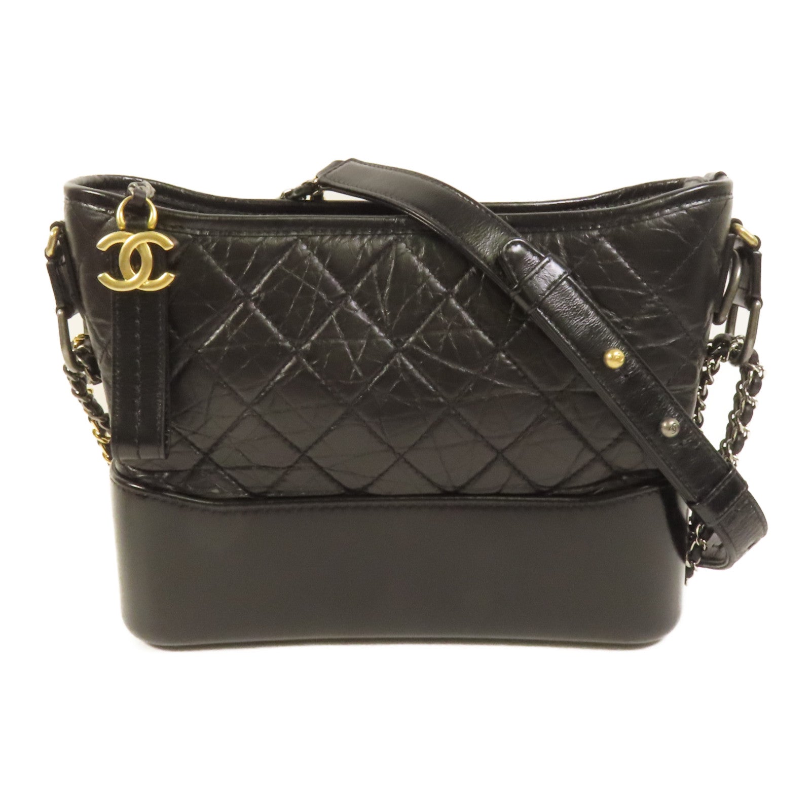 CHANEL 牛皮皮革Gabrielle Medium鏈帶肩背袋