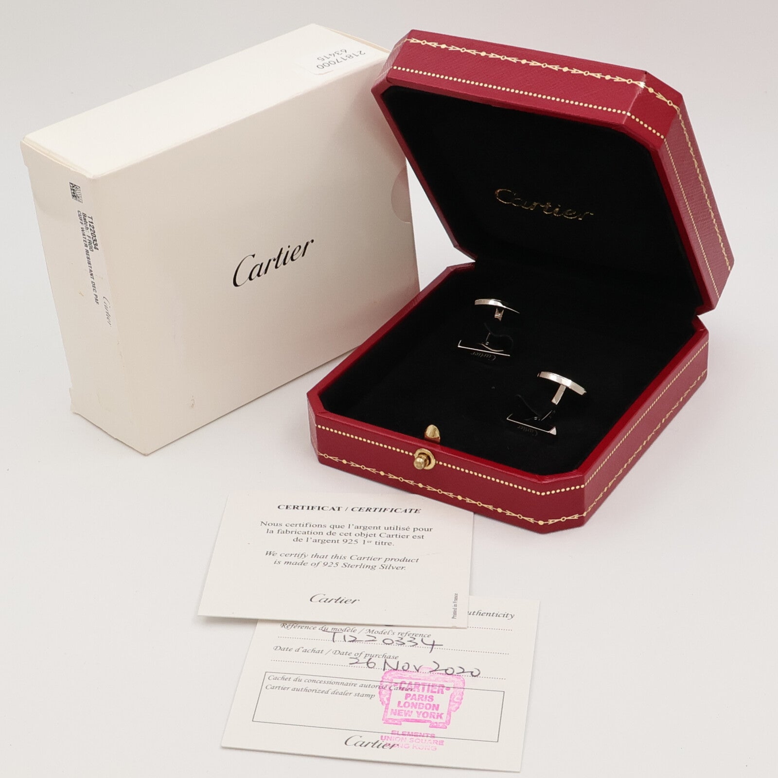 CARTIER 925純銀Cuff Links袖扣