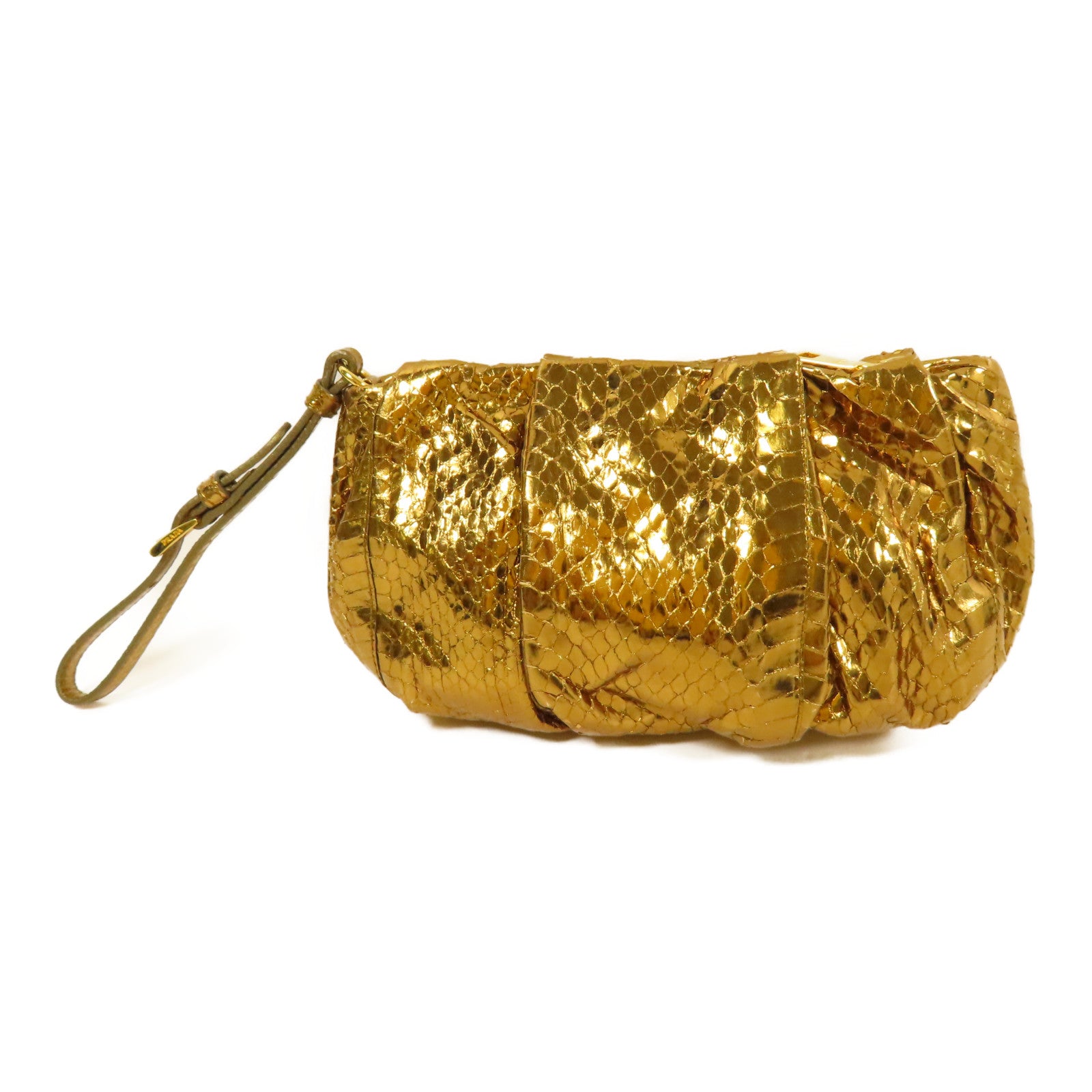 PRADA 蛇皮皮革Pouch金扣手拿包