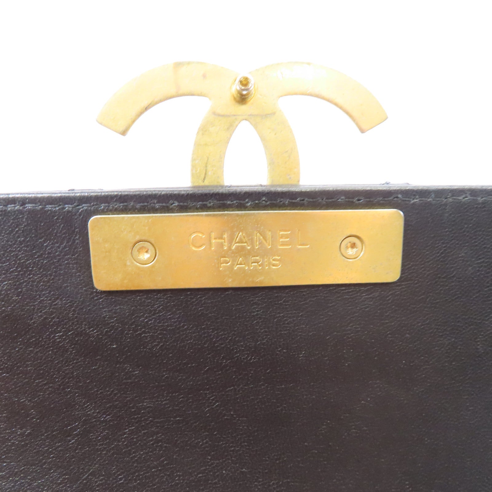 CHANEL 菱格羊皮皮革Chain Shoulder Bag金扣鏈帶肩背袋黑色