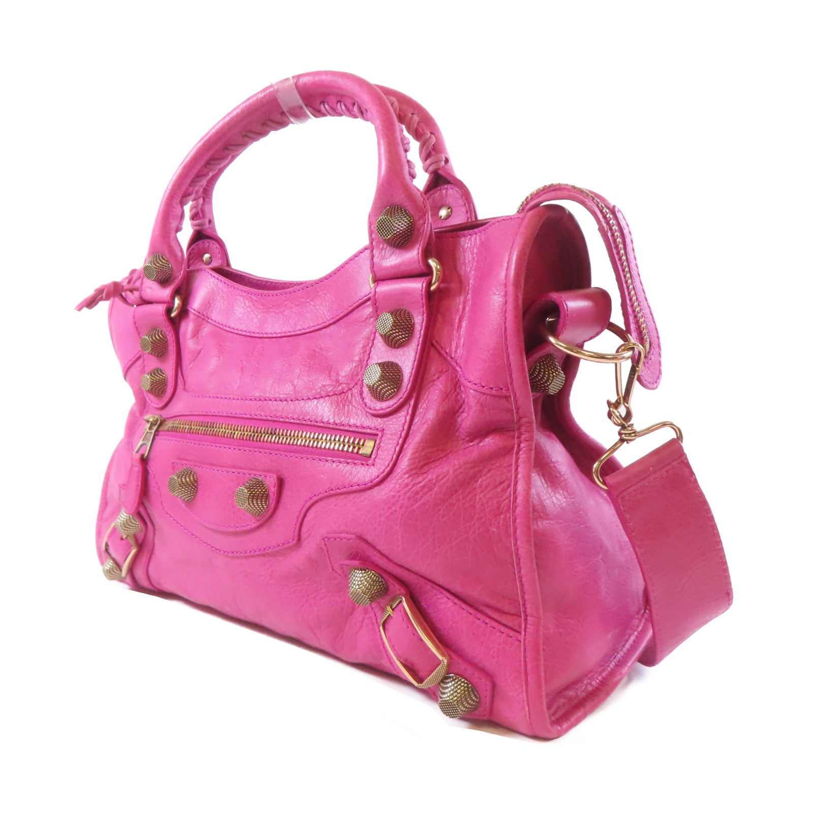 BALENCIAGA 羊皮皮革Classic City金扣手挽肩背兩用袋桃紅色