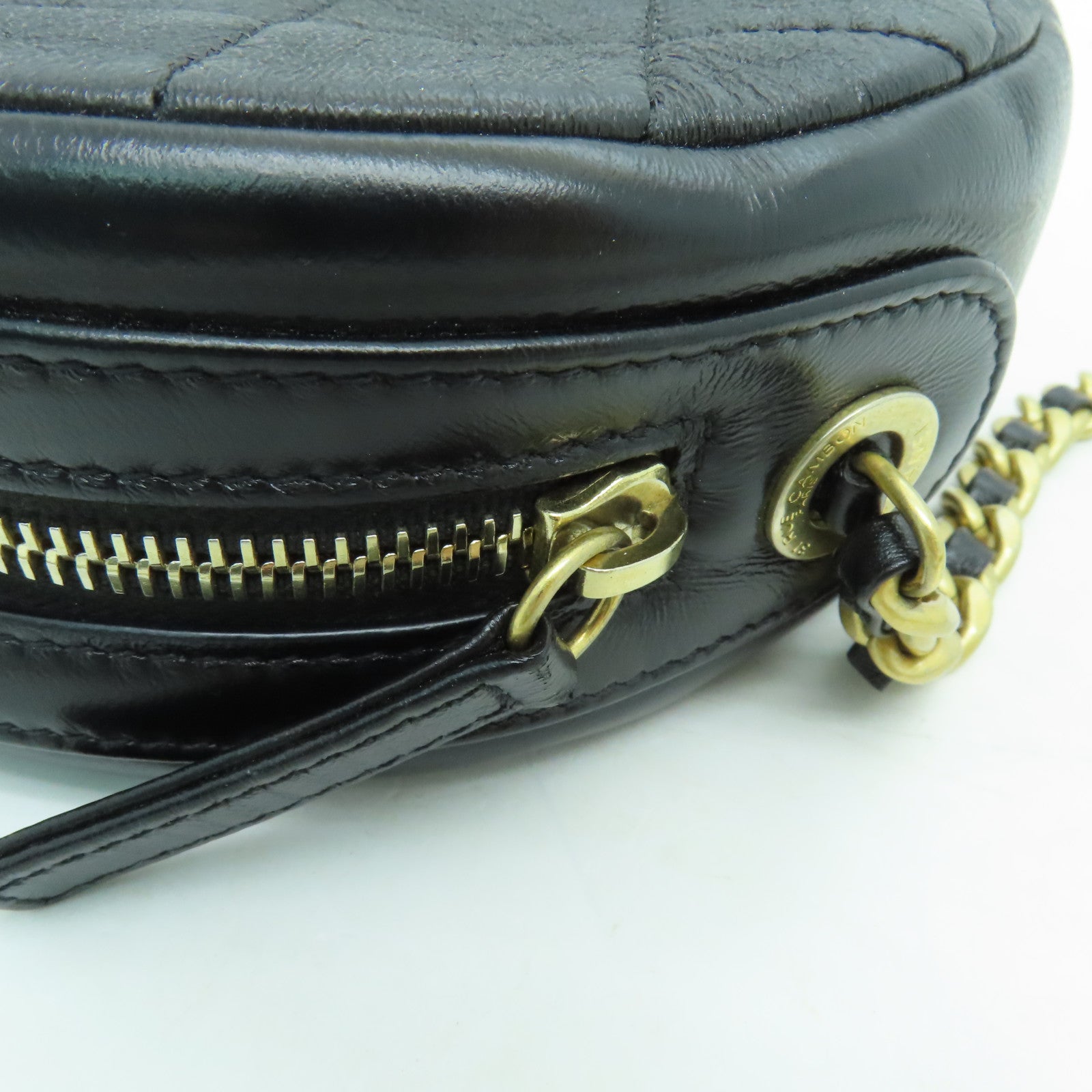 CHANEL 【激減優惠】菱格牛皮皮革Round Chain Shoulder Bag金扣鏈帶肩背袋黒色