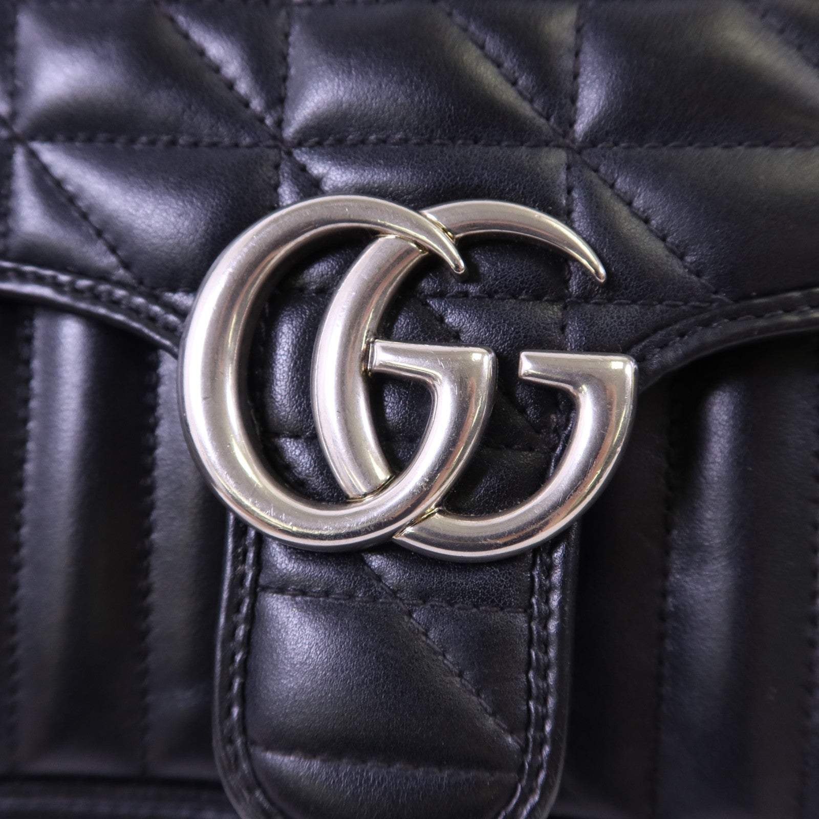 GUCCI 牛皮皮革GG Marmont Shoulder Bag銀扣鏈帶肩背袋