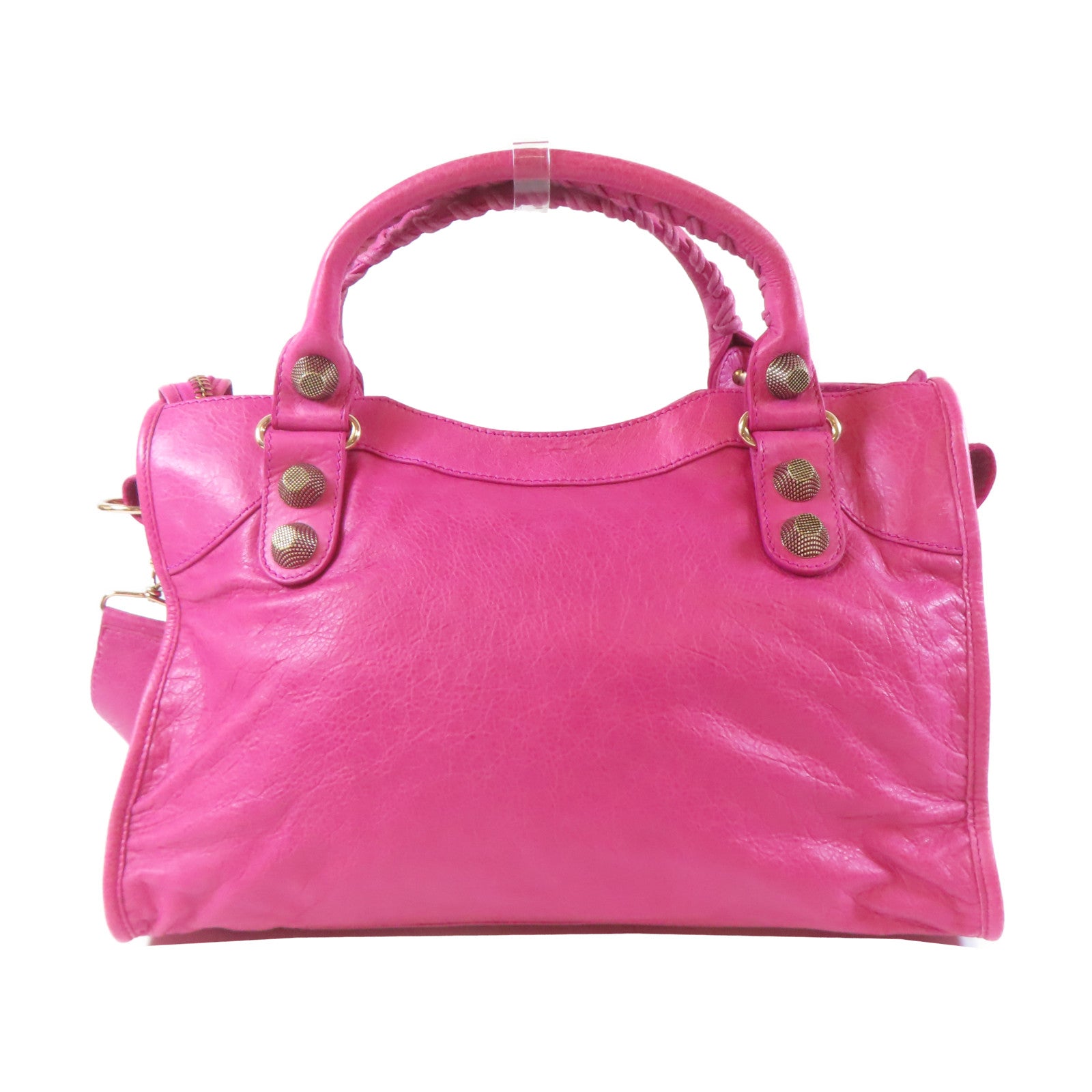 BALENCIAGA 羊皮皮革Classic City金扣手挽肩背兩用袋桃紅色
