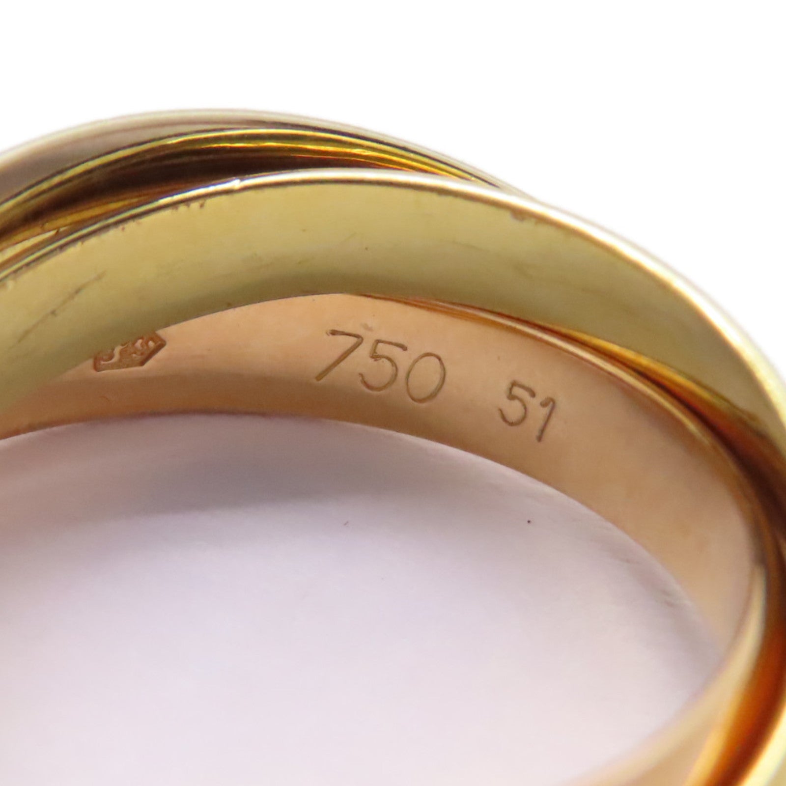 CARTIER 18K黃金/白金/玫瑰金Trinity Ring戒指US#5.75/Cartier#51