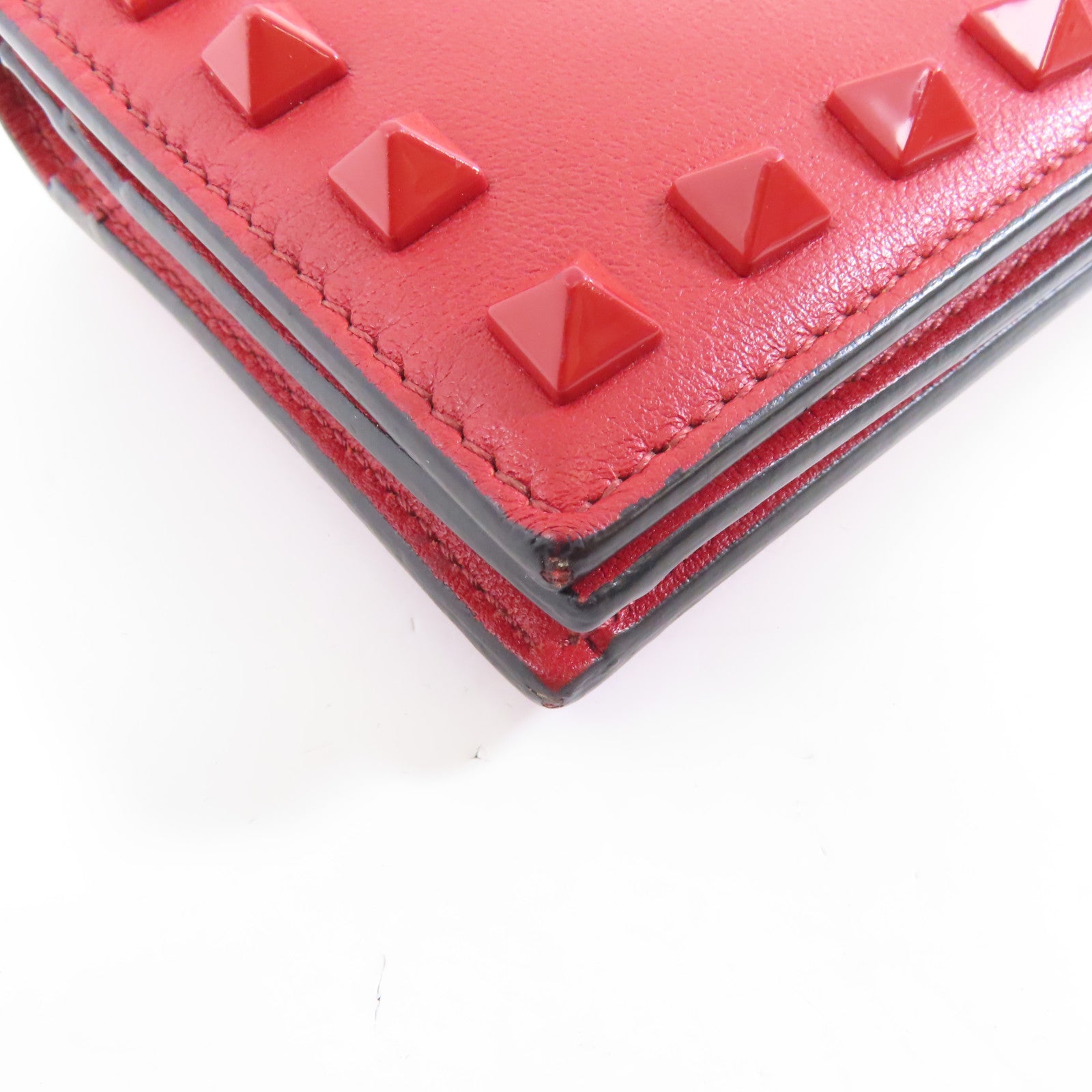 Valentino 【激減優惠】羊皮皮革Wallet金扣錢包紅色