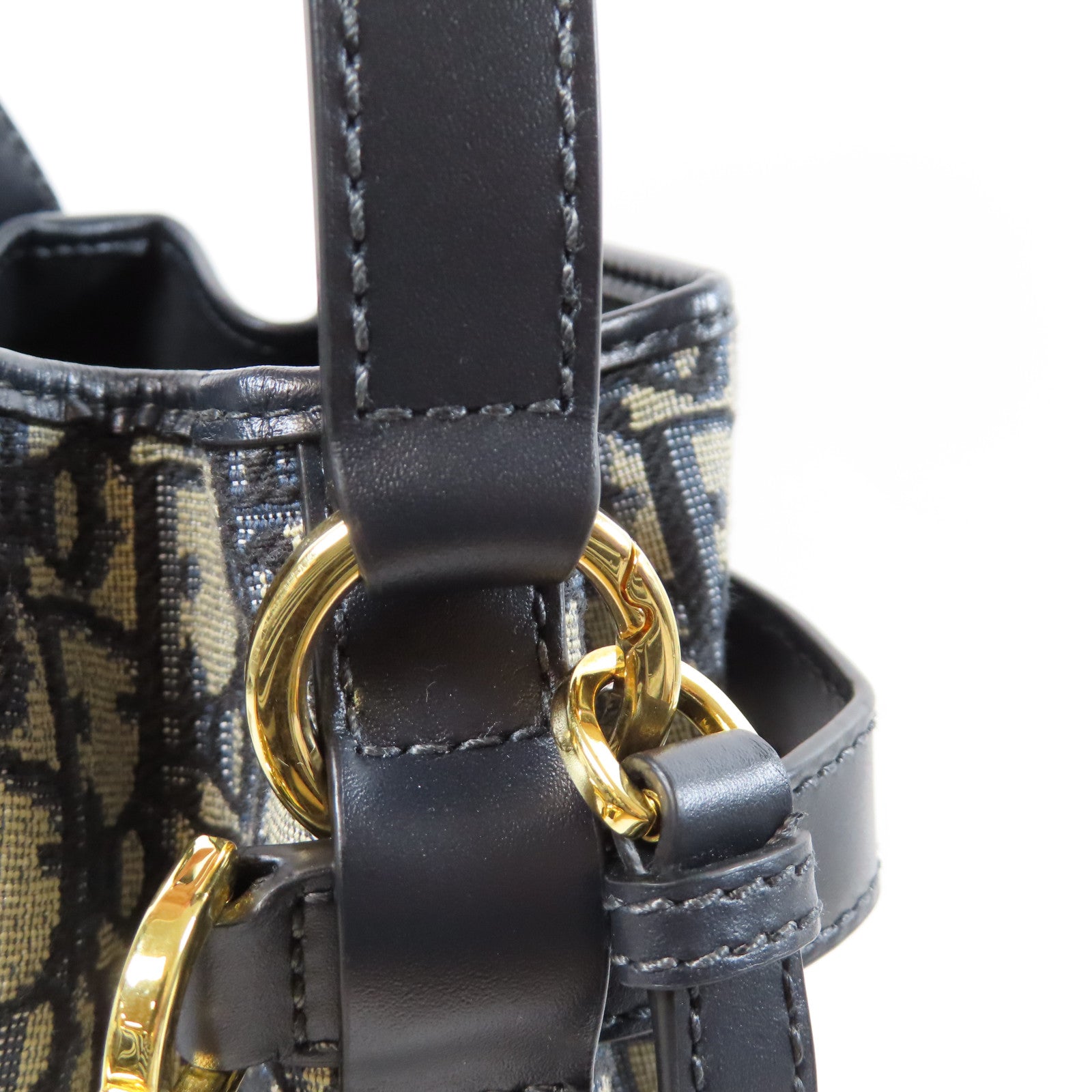 Dior 帆布Shoulder Bag金扣手挽肩背兩用袋深藍色