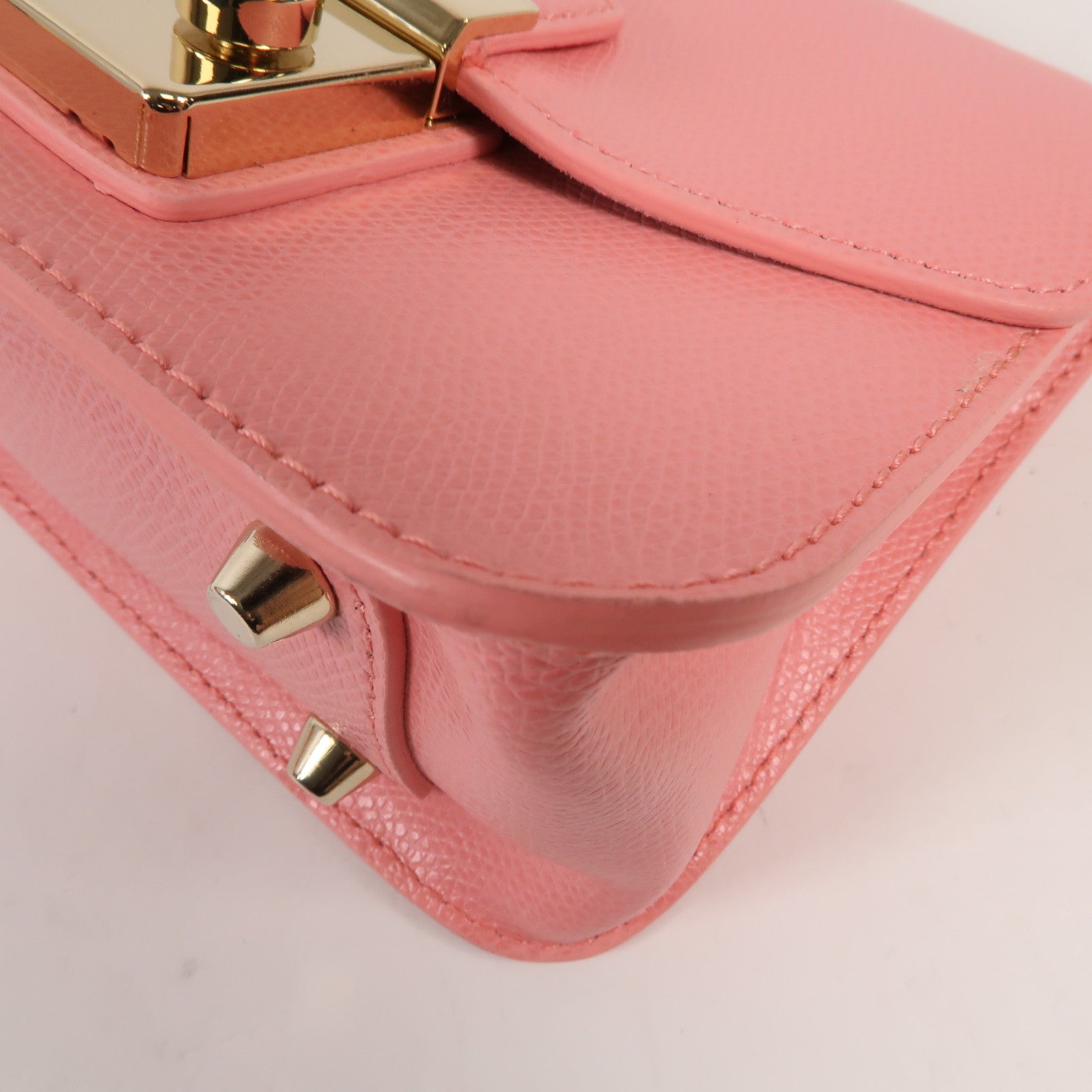 Furla 牛皮皮革Chain Shoulder金扣鏈帶肩背袋