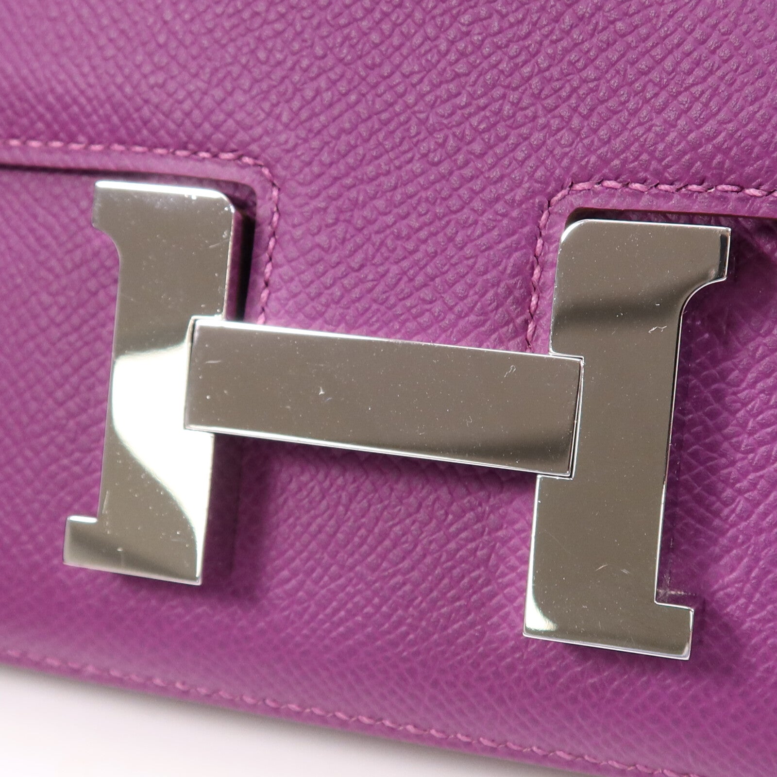 HERMES Epsom皮革Constance Mini銀扣手挽肩背兩用袋Anemone