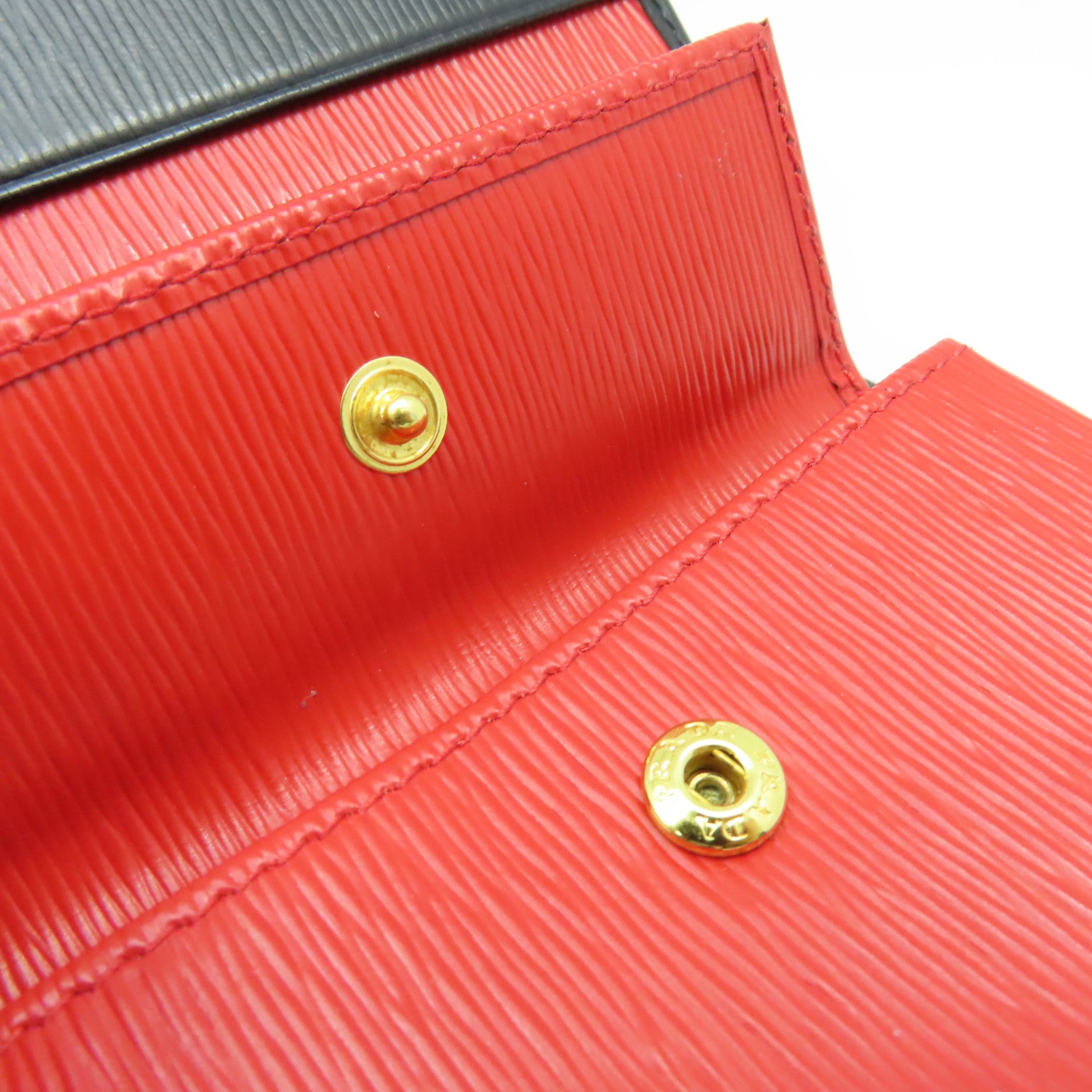 PRADA 牛皮皮革Short Wallet短錢包黑色/紅色