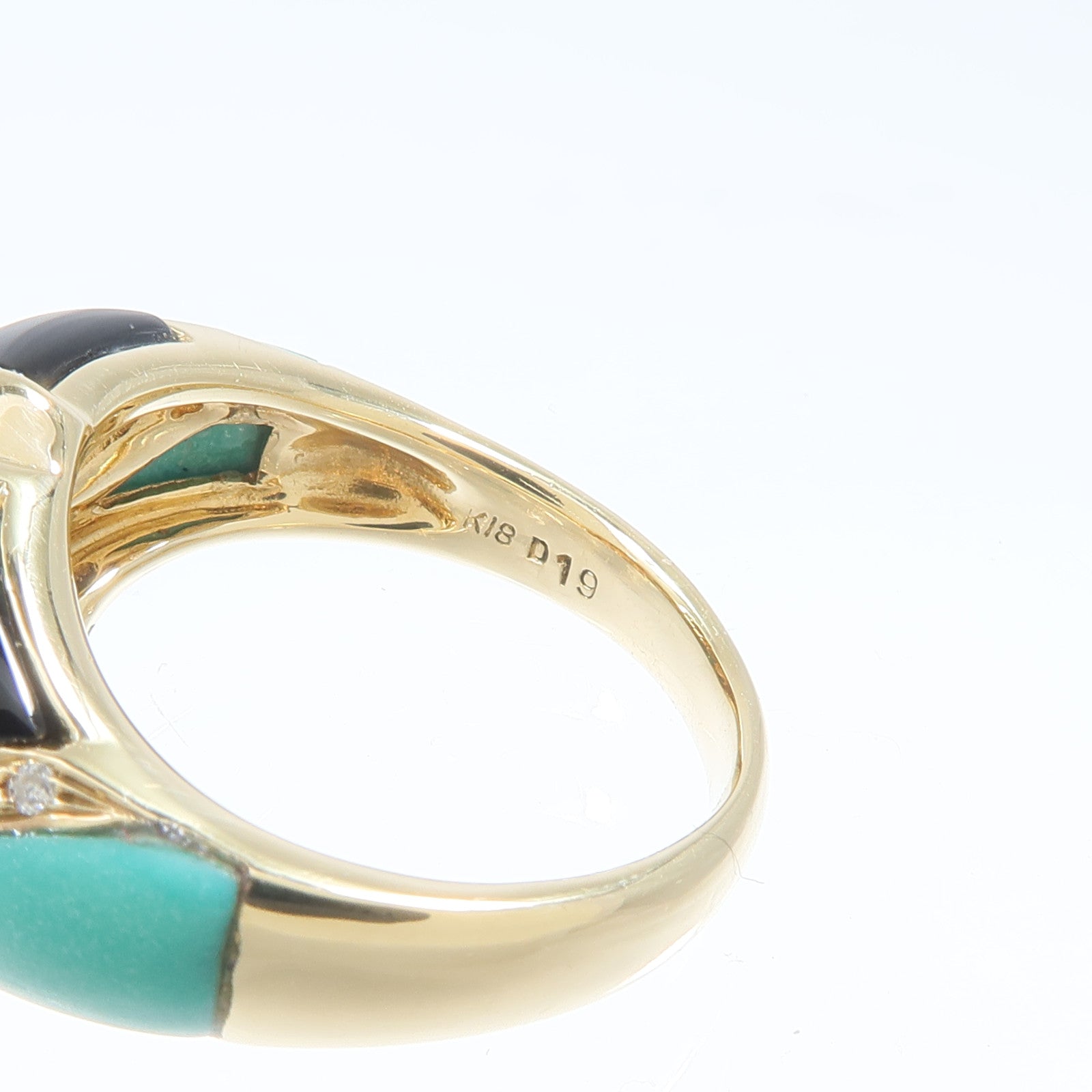 JEWELRY 18K黃金Turquoise Onyx Ring綠松石/黑瑪瑙戒指