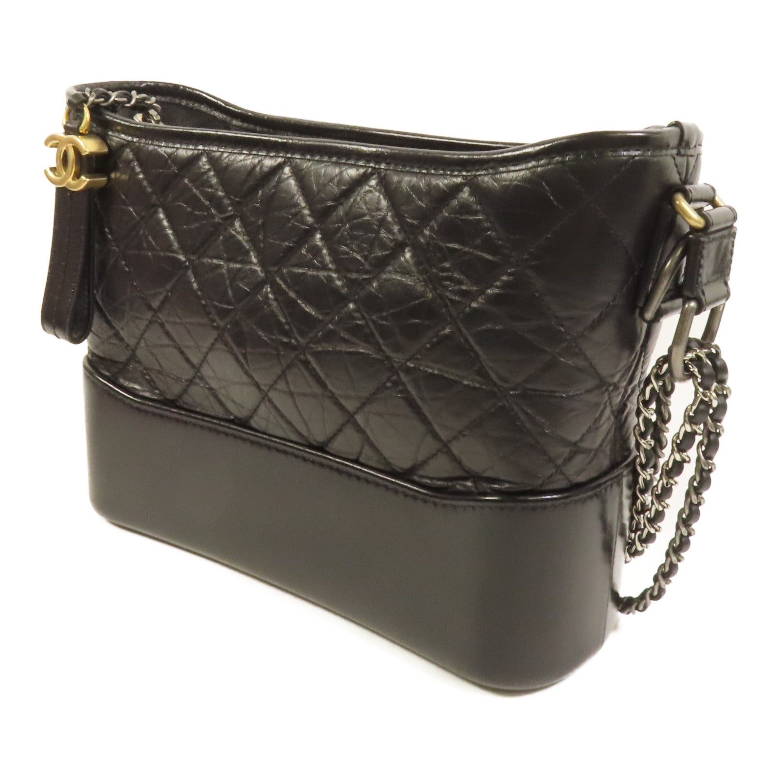 CHANEL 牛皮皮革Gabrielle Medium鏈帶肩背袋