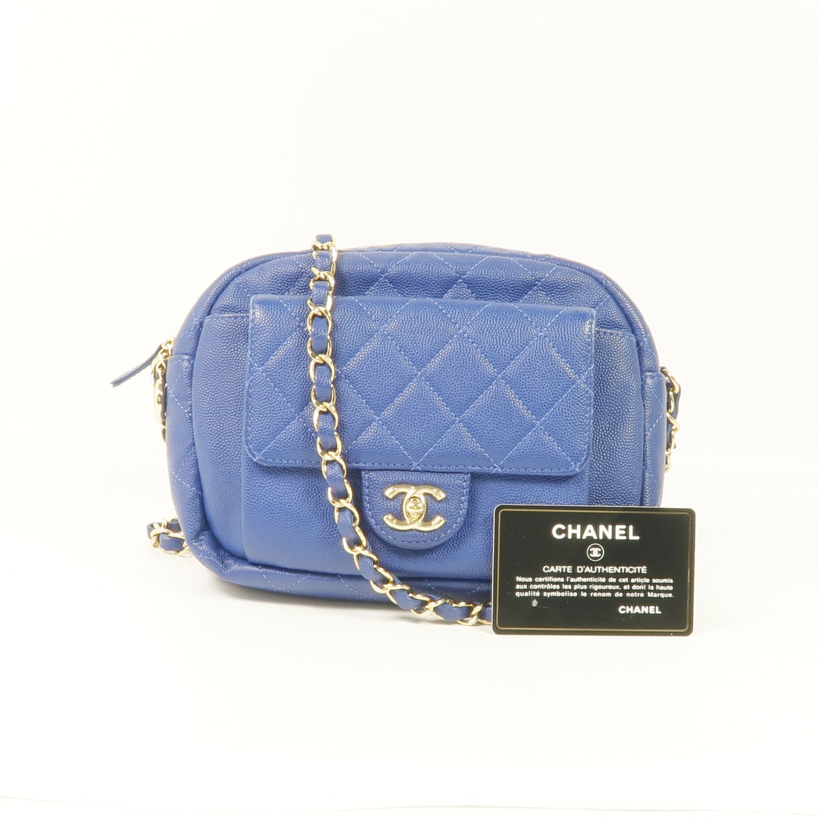 CHANEL 牛皮皮革Chain Shoulder Bag金扣鏈帶肩背袋