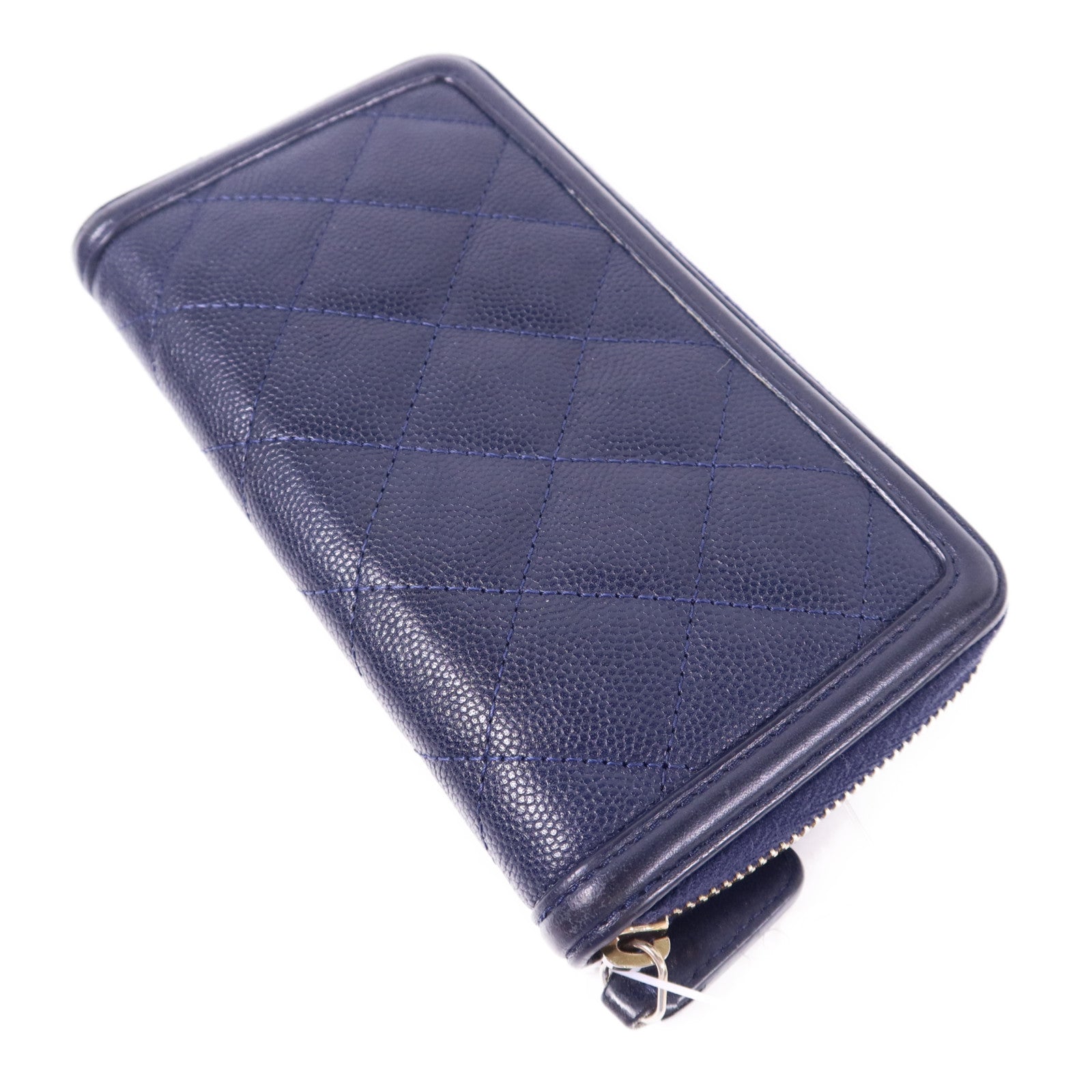 CHANEL 牛皮皮革Zipper Wallet金扣錢包