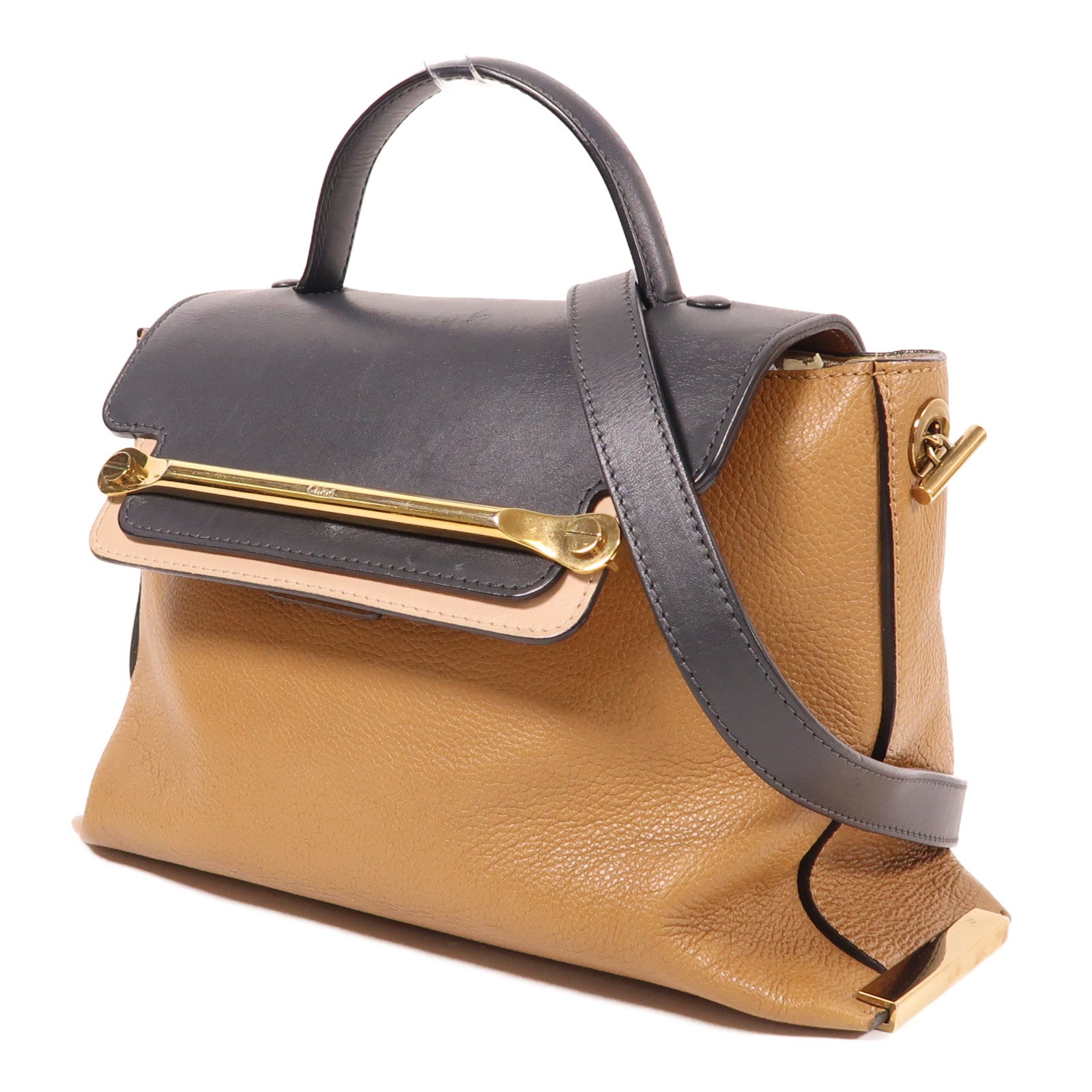 Chloe 牛皮皮革Shoulder Bag金扣手挽肩背兩用袋