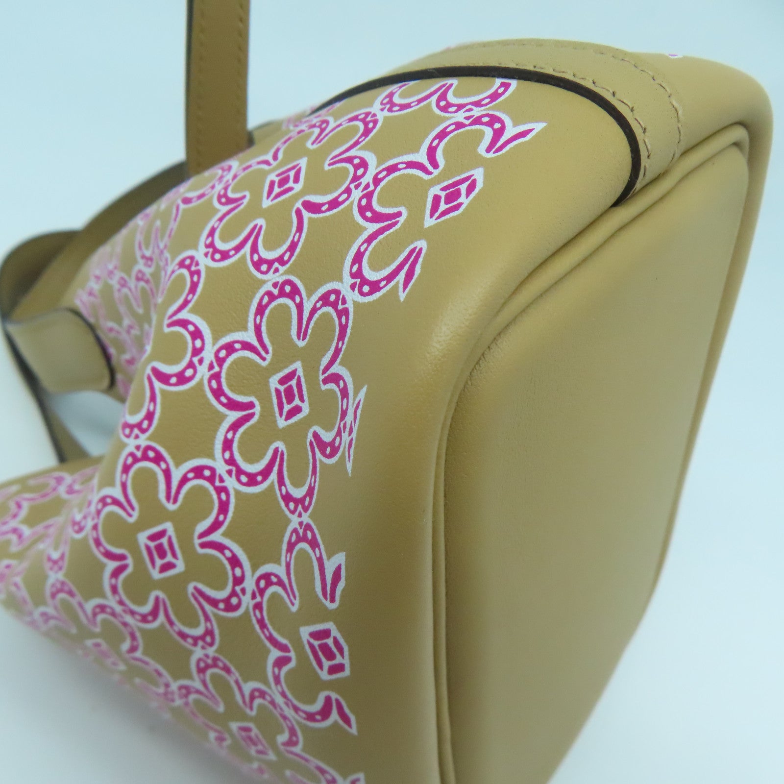 HERMES 【激減優惠】Swift皮革Picotin Lock Micro Lucky Daisy銀扣手挽袋米色