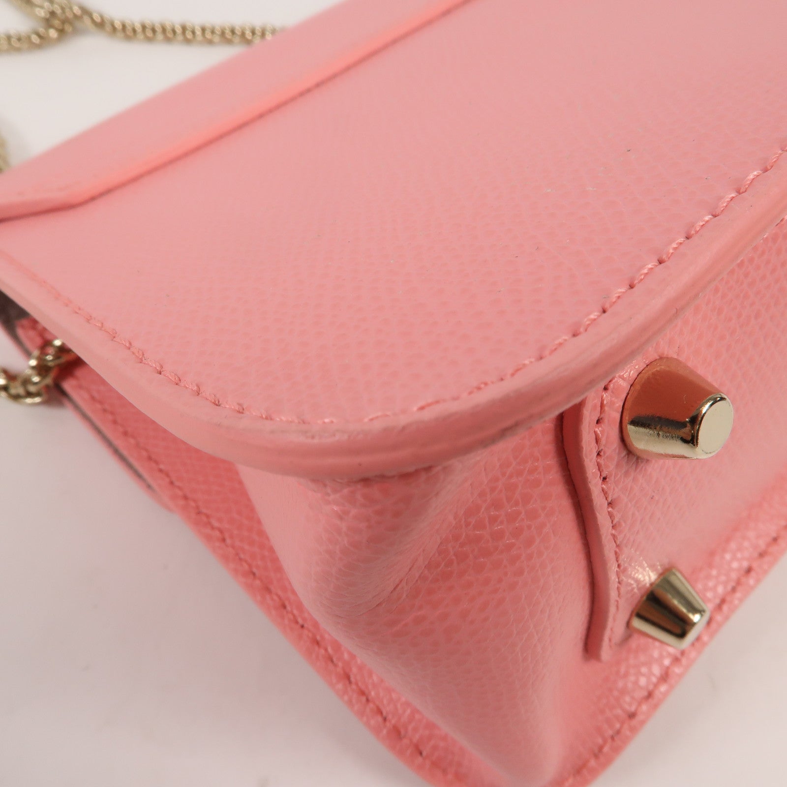 Furla 牛皮皮革Chain Shoulder金扣鏈帶肩背袋