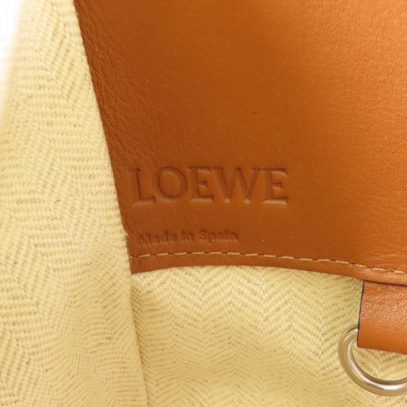 LOEWE 帆布/牛皮皮革Hammock銀扣手挽肩背兩用袋