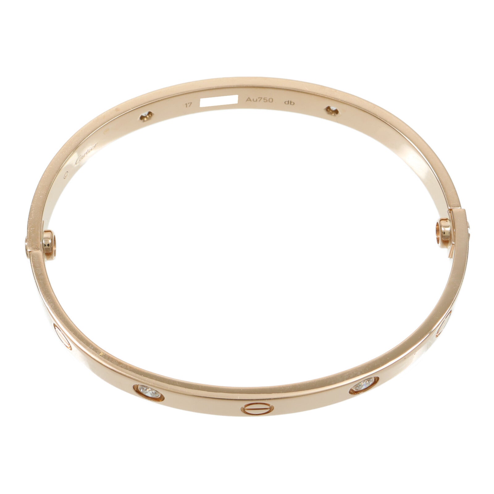 CARTIER 18K玫瑰金Love Bracelet 4 Diamonds鑽石手鐲