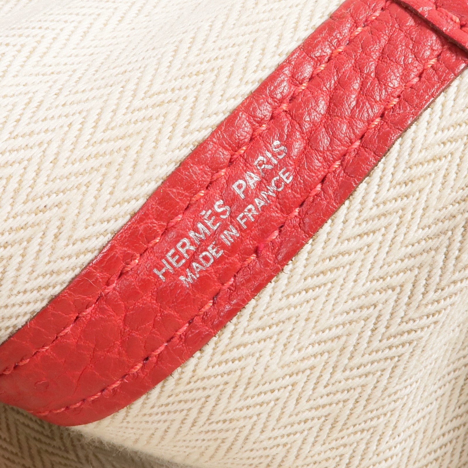 HERMES Negonda皮革Garden Party PM銀扣手挽袋Rouge Casaque