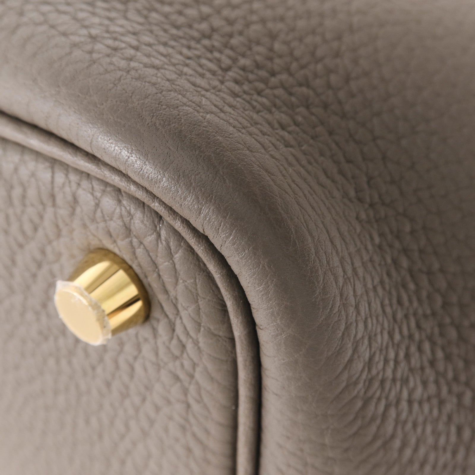 HERMES Clemence皮革Picotin PM金扣手挽袋Etain