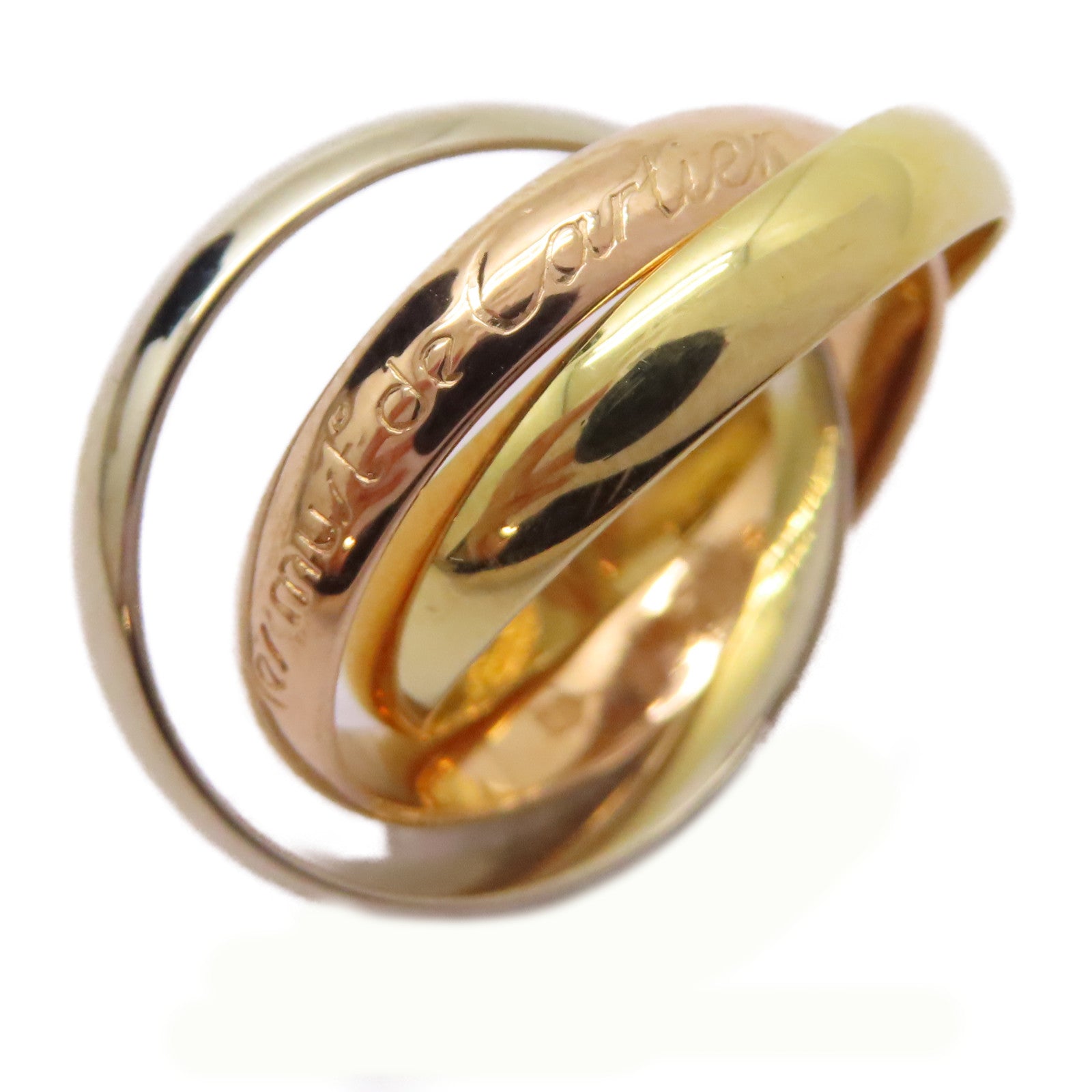 CARTIER 18K黃金/白金/玫瑰金Trinity Ring戒指US#5.75/Cartier#51