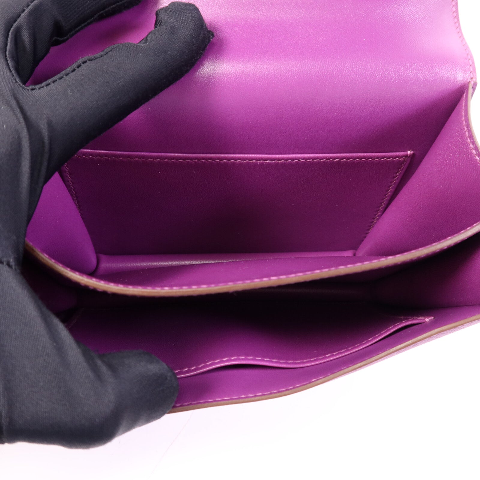 HERMES Epsom皮革Constance Mini銀扣手挽肩背兩用袋Anemone