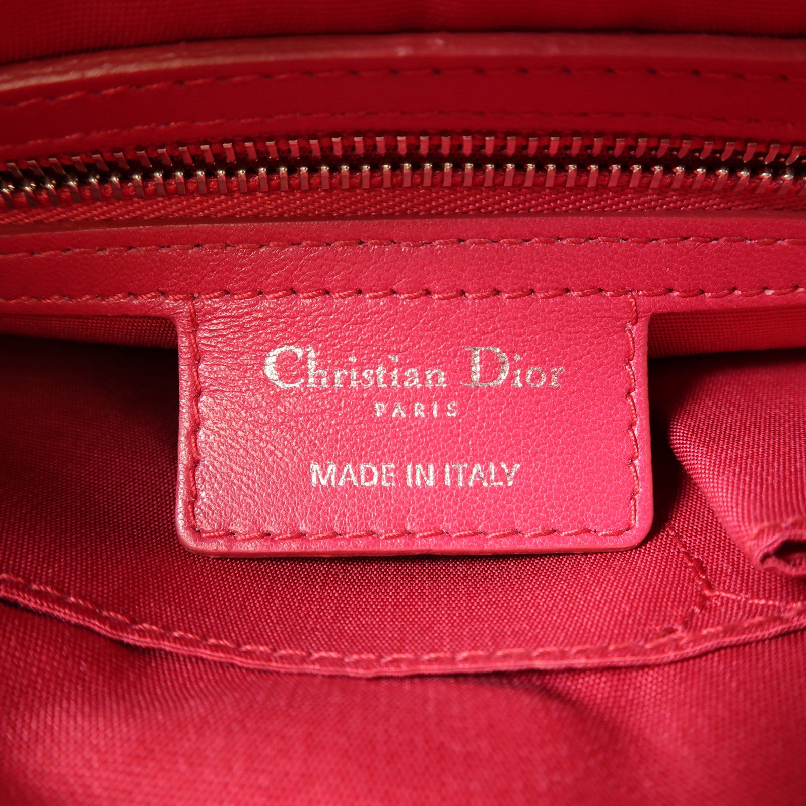 Dior 牛皮皮革Handbag銀扣手挽袋桃紅色
