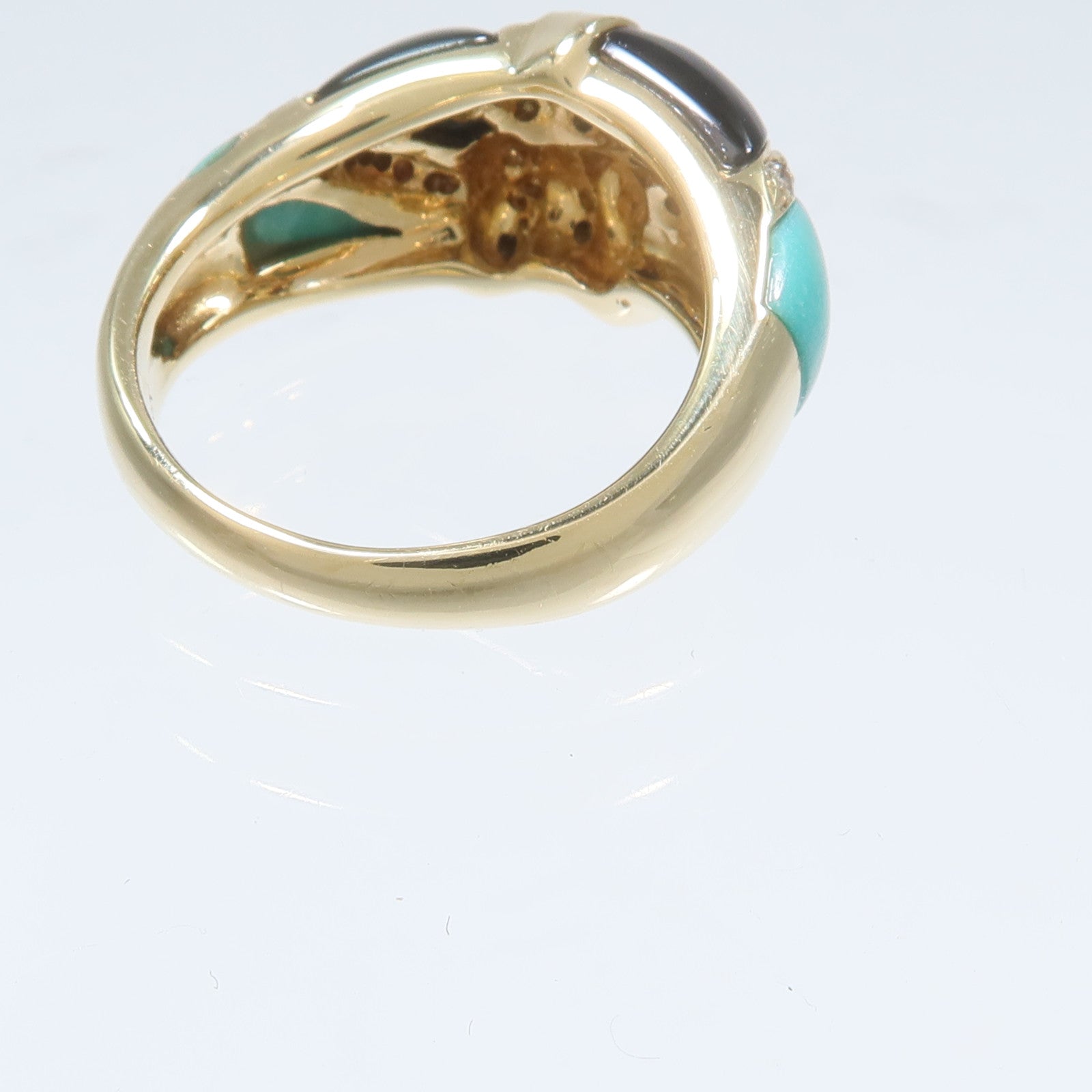JEWELRY 18K黃金Turquoise Onyx Ring綠松石/黑瑪瑙戒指