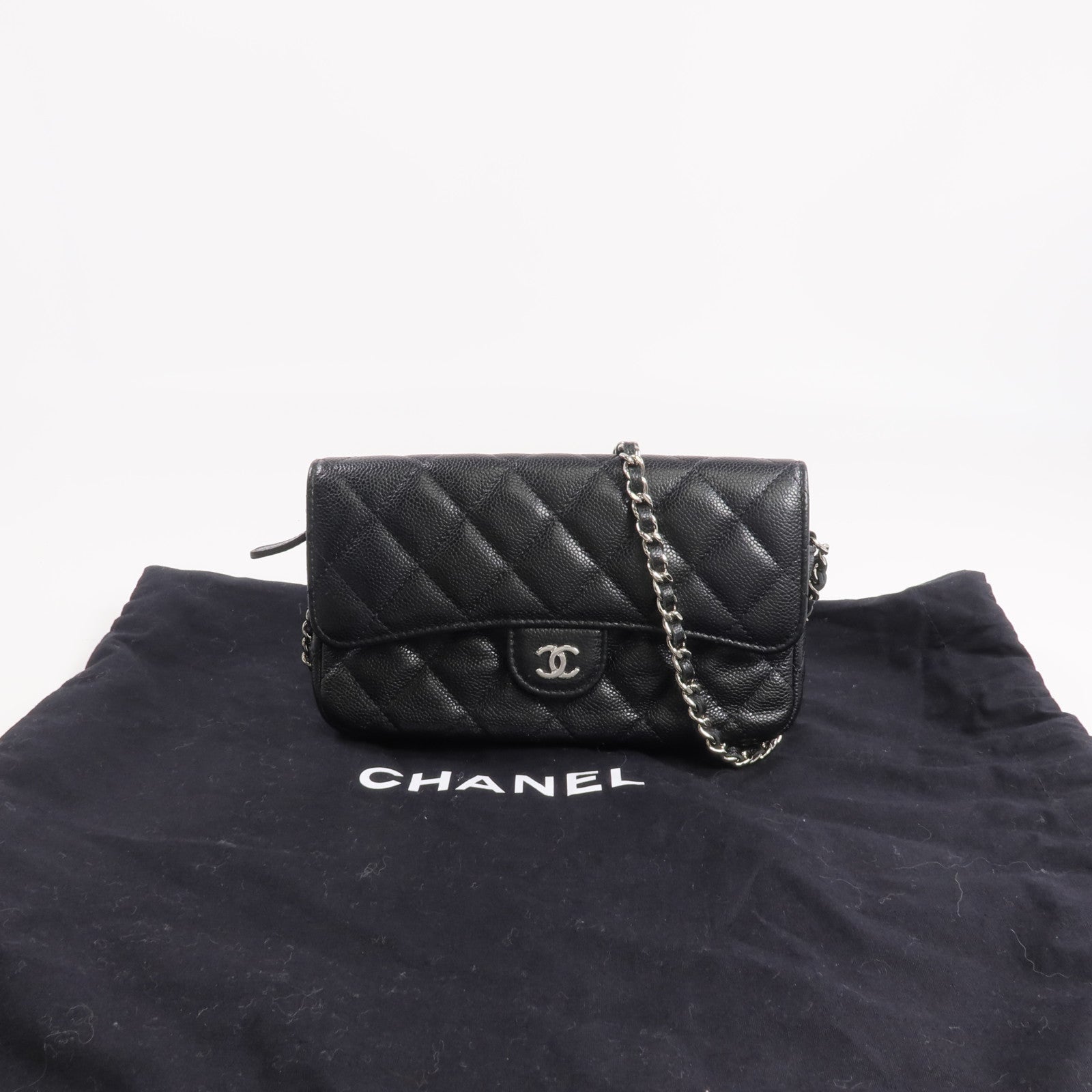 CHANEL 牛皮皮革WOC Wallet On Chain銀扣鏈帶肩背袋