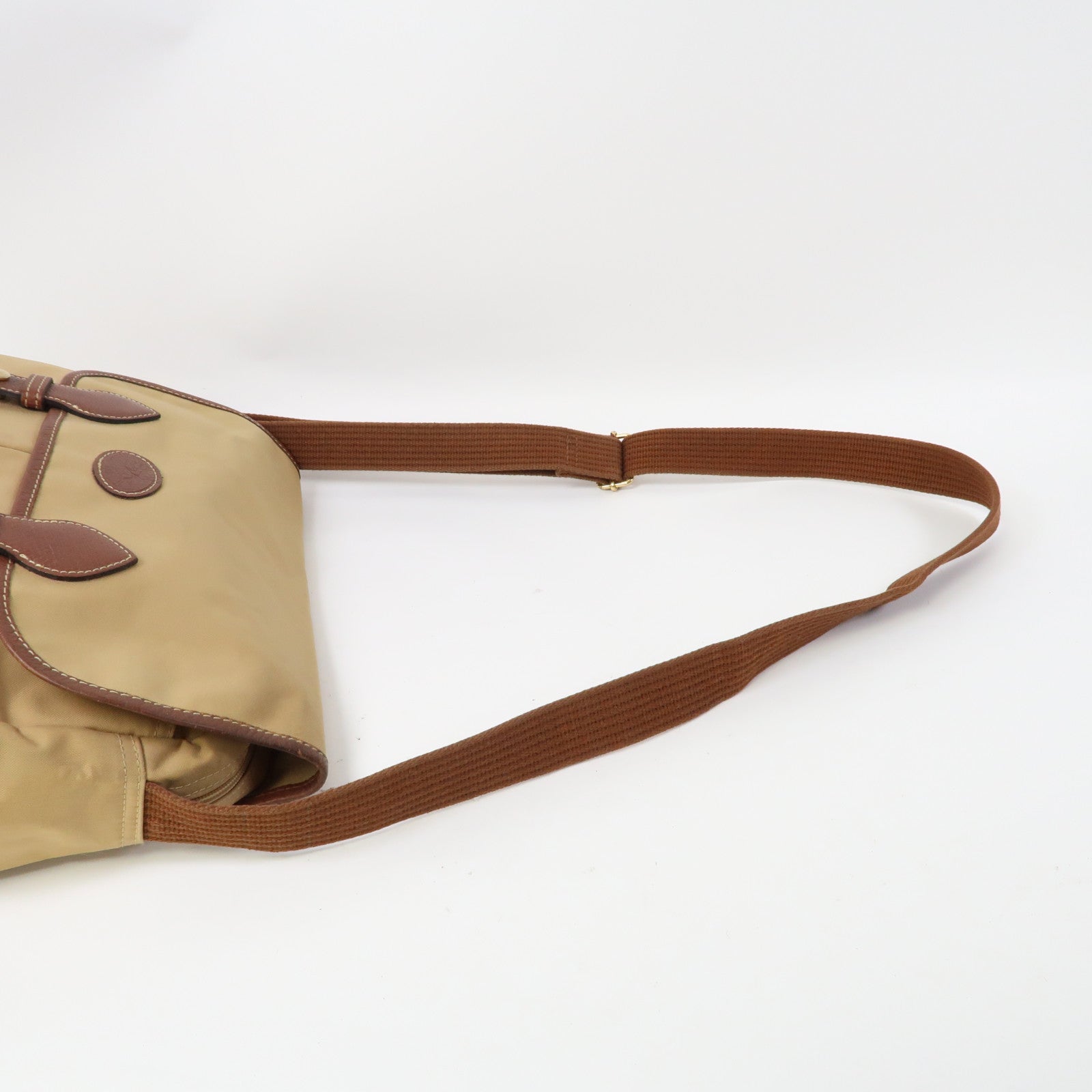 Longchamp 帆布Shoulder Bag金扣肩背袋米色
