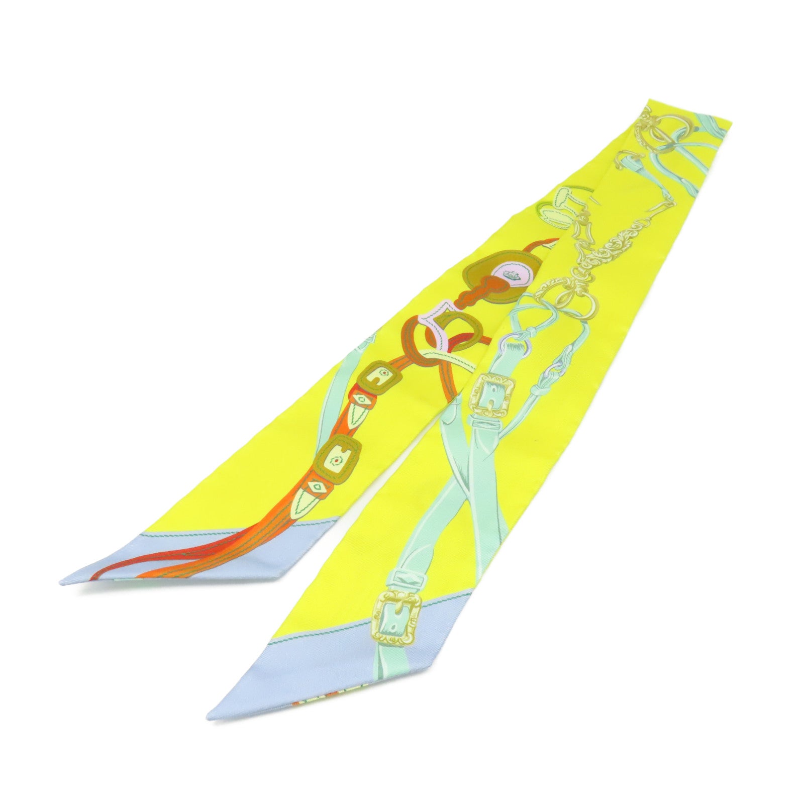 HERMES 【激減優惠】絲質Twilly Scarf絲巾黃色/綠色/彩色