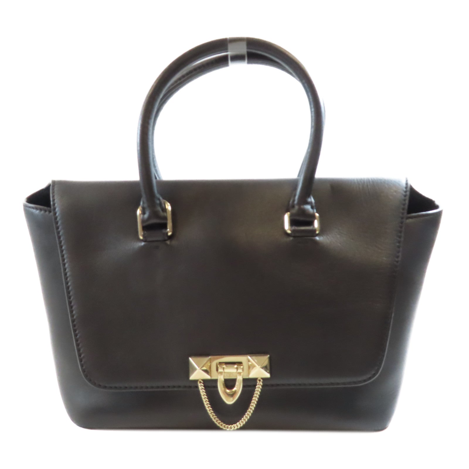 Valentino 牛皮皮革Hand Bag金扣手挽肩背兩用袋黑色