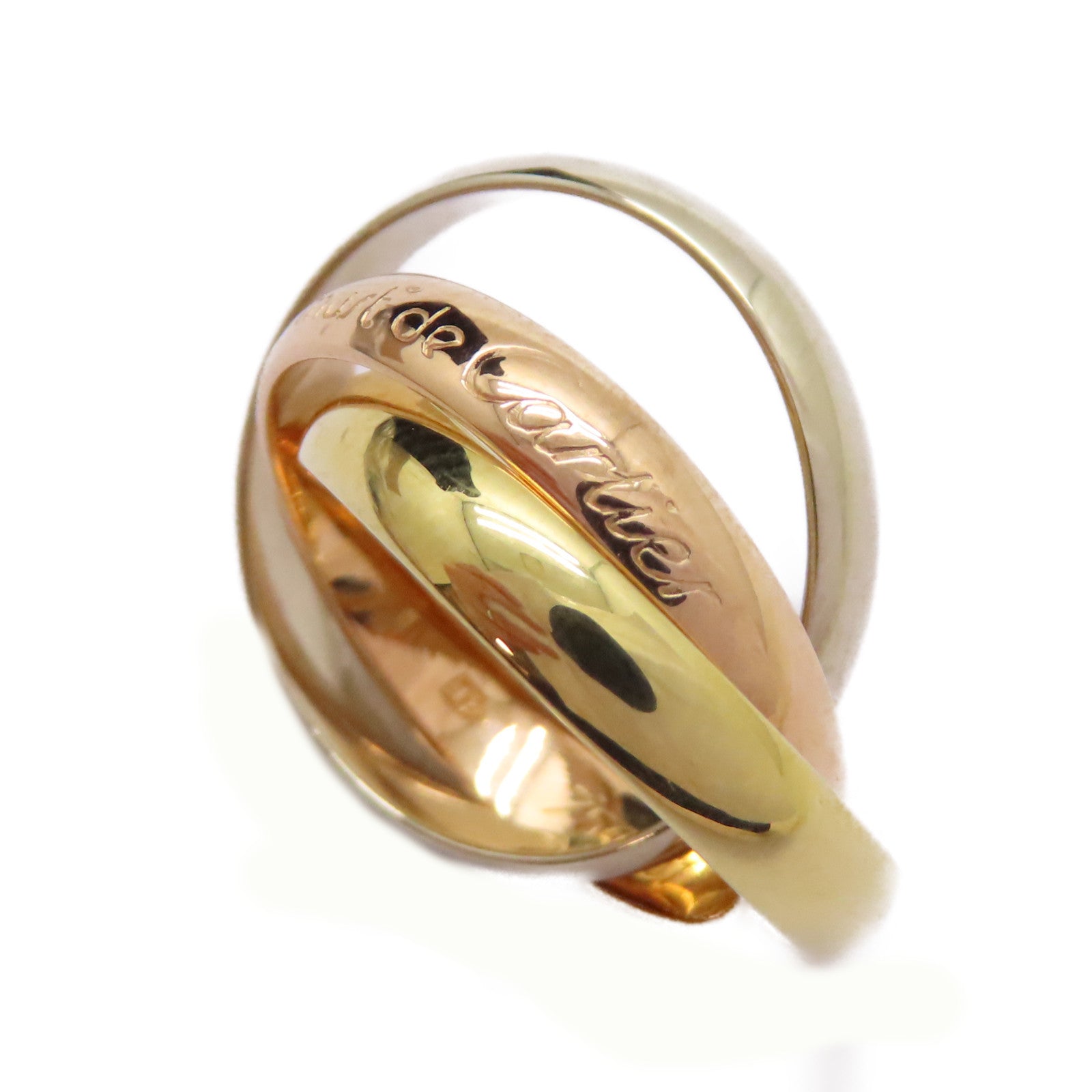 CARTIER 18K黃金/白金/玫瑰金Trinity Ring戒指US#5.75/Cartier#51