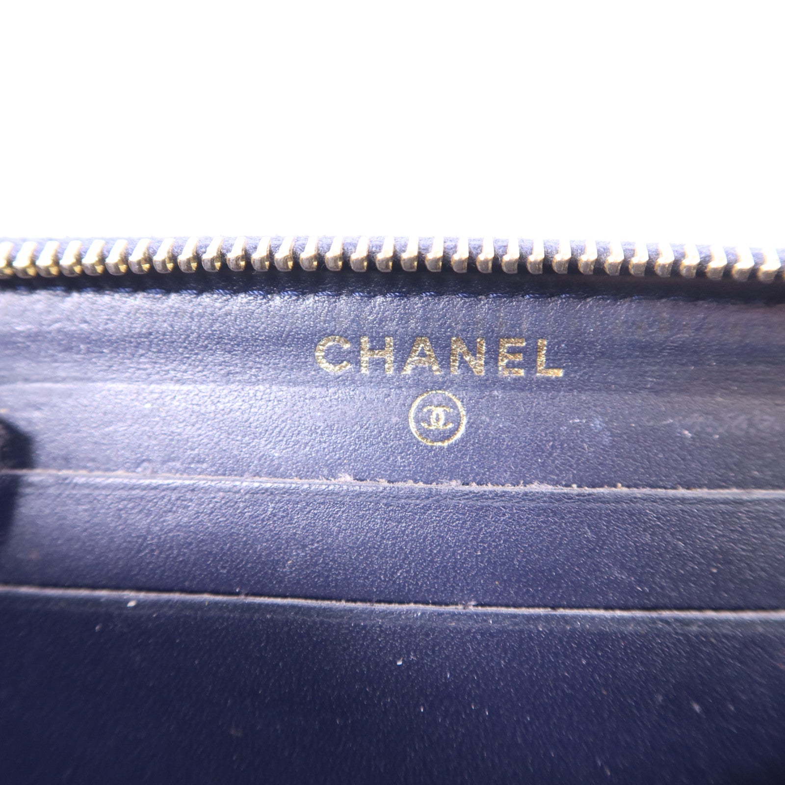 CHANEL 牛皮皮革Zipper Wallet金扣錢包